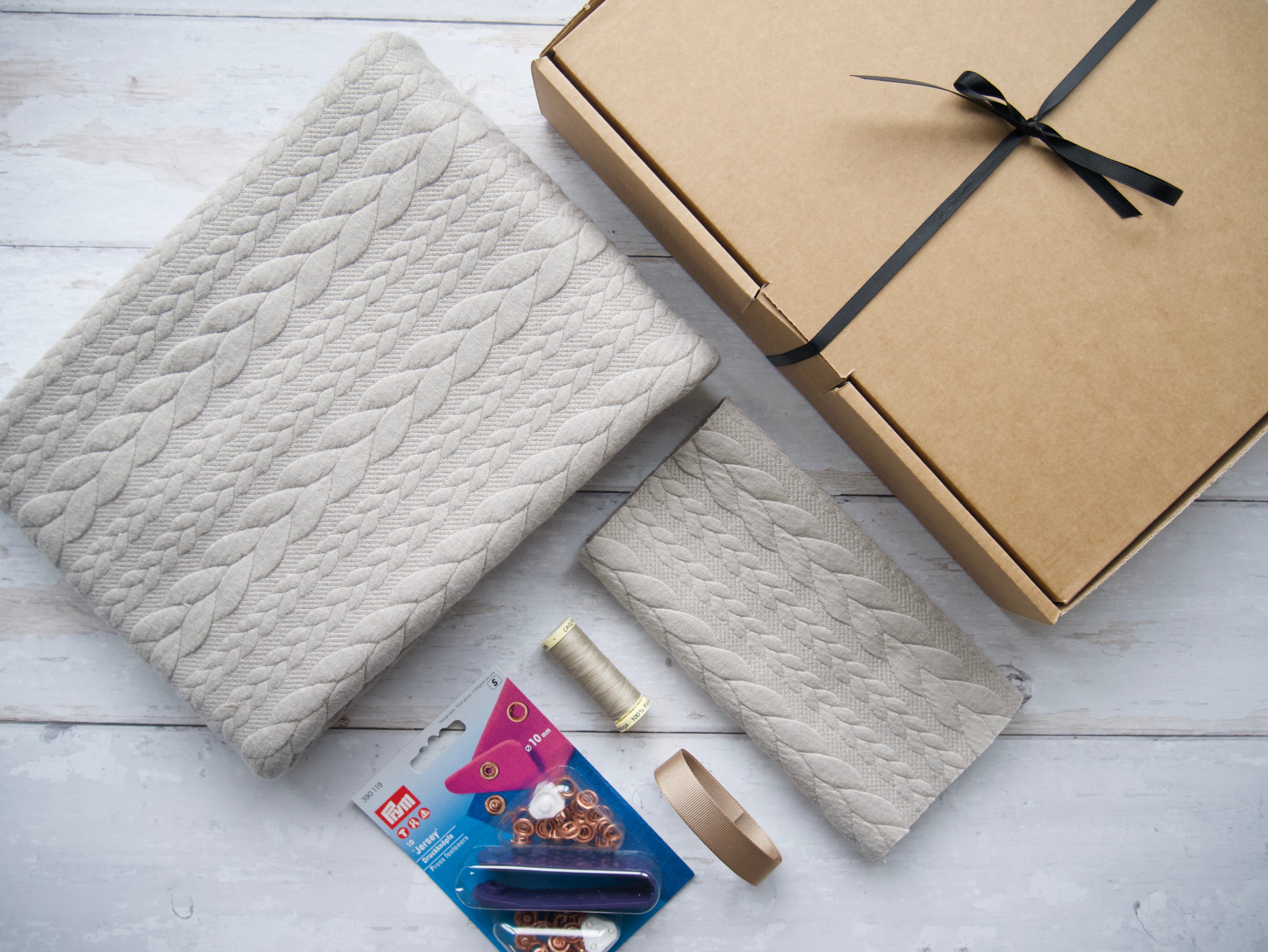 Cable Poncho & Ear Warmer Sewing Kit - Oatmeal-Sewing Kit-Flying Bobbins Haberdashery