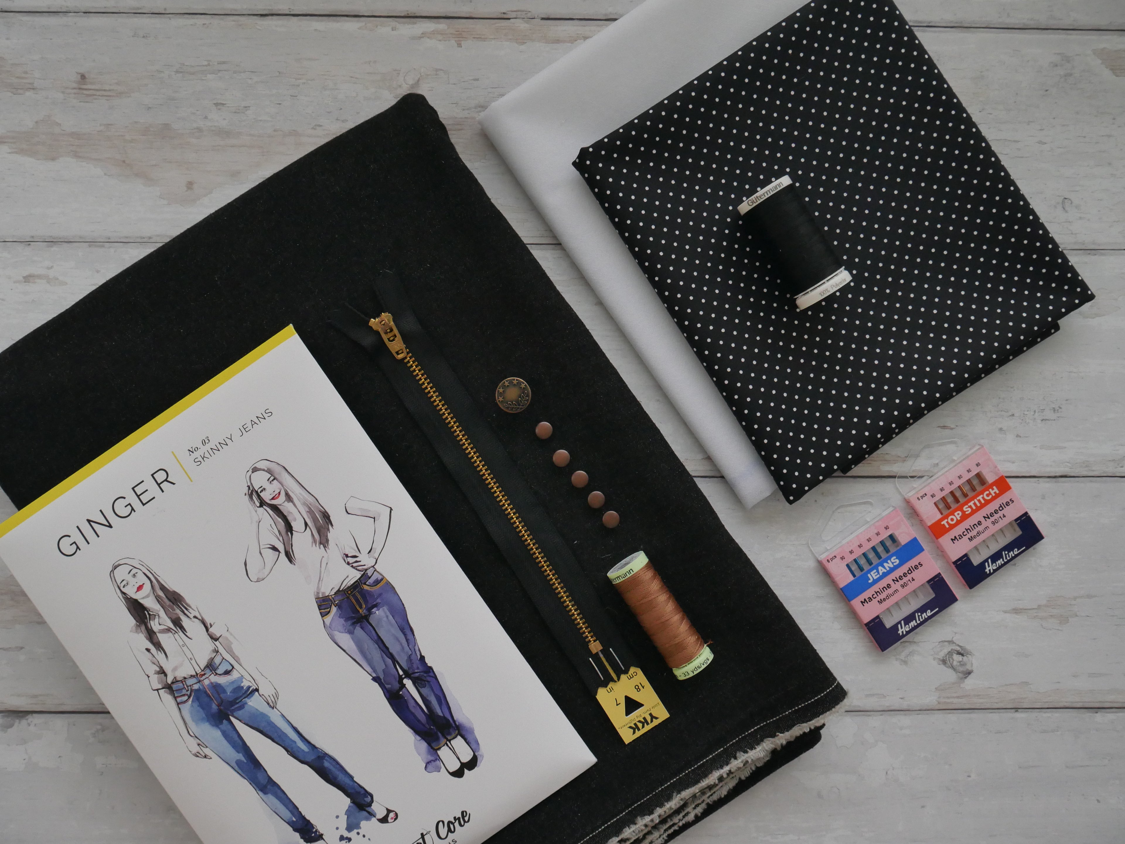 Ginger Jeans Kit - Black Stretch Denim-Flying Bobbins Haberdashery