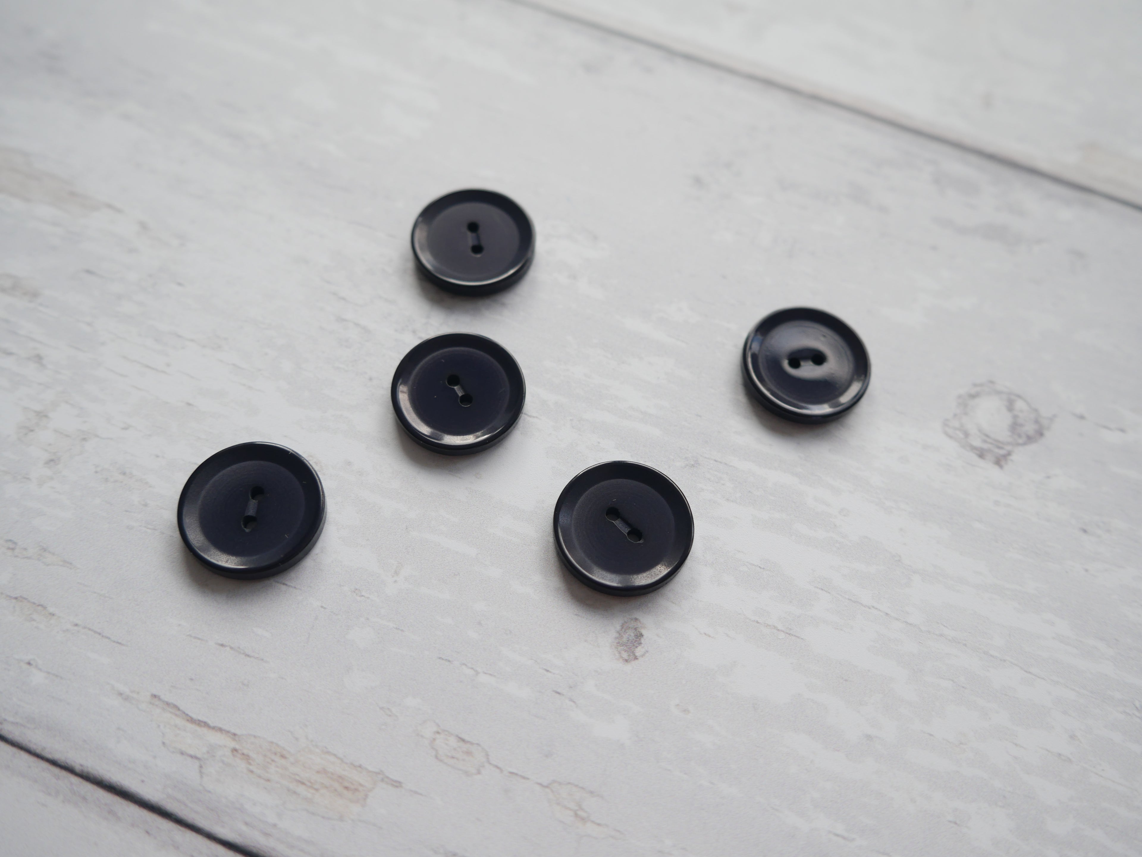 2-Hole 15mm Shine Button in Indigo-Button-Flying Bobbins Haberdashery