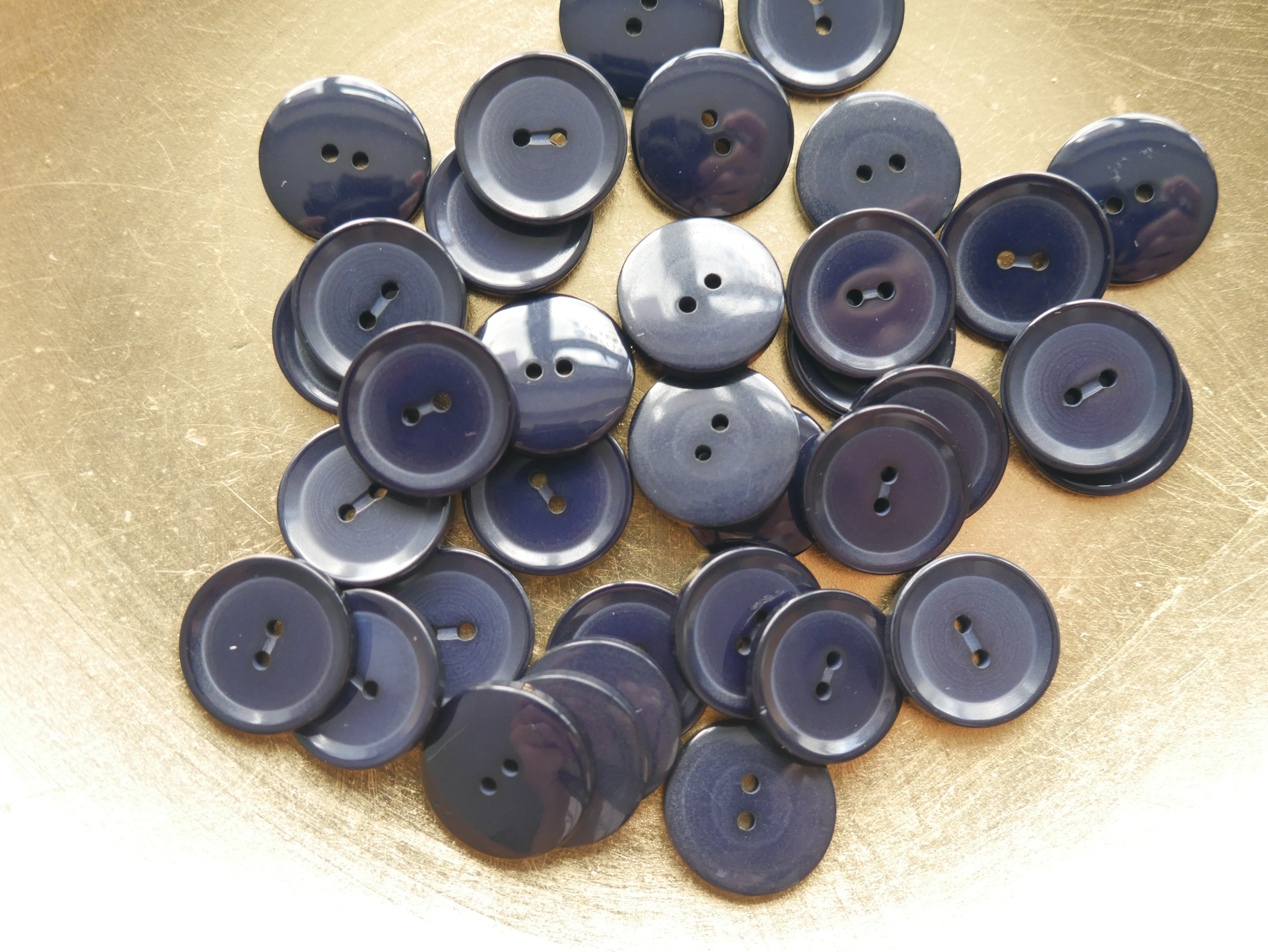2-Hole 15mm Shine Button in Indigo-Button-Flying Bobbins Haberdashery