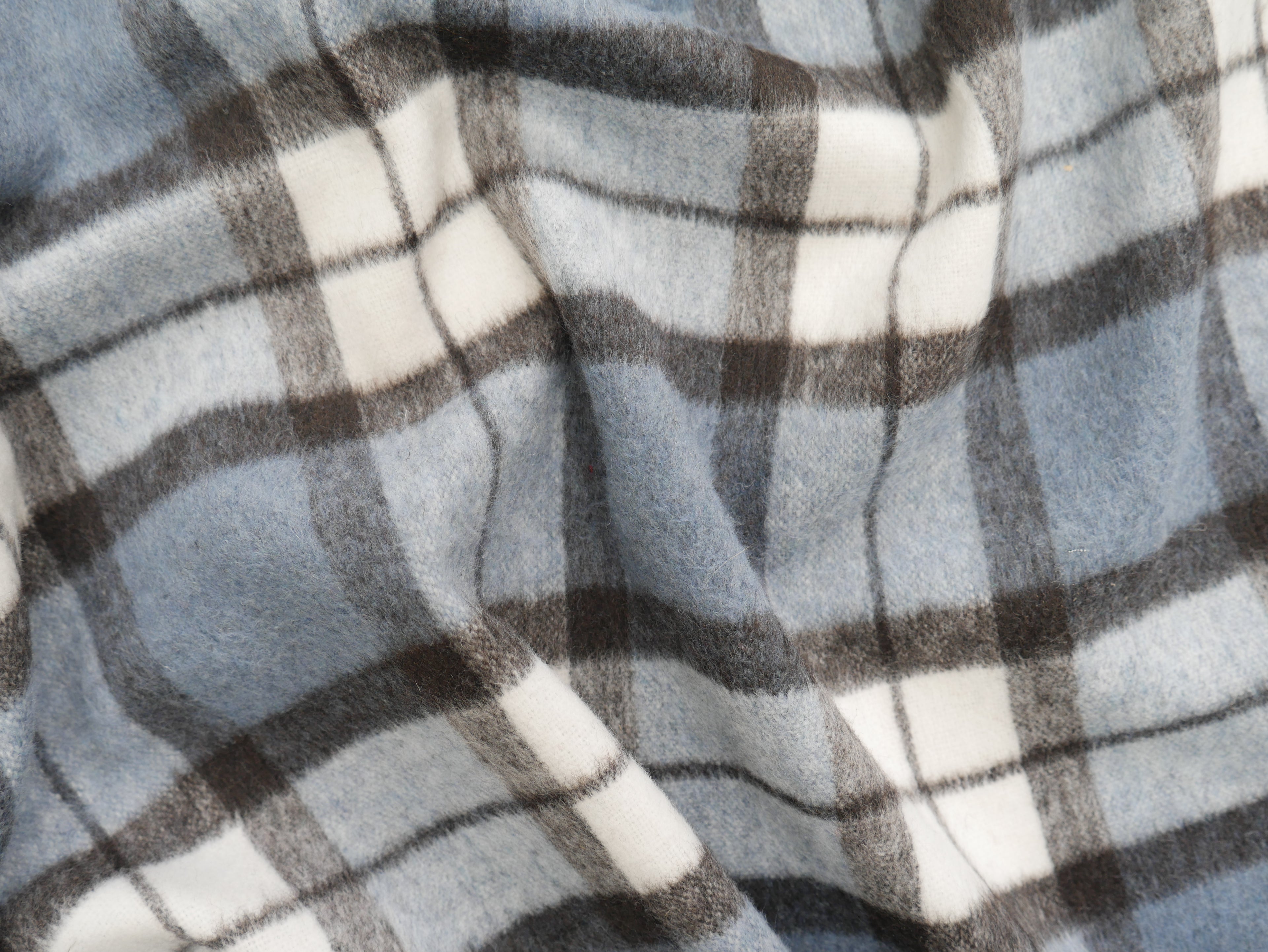 Wool Mix Brushed Check in Sky, £29.50 p/m-Fabric-Flying Bobbins Haberdashery