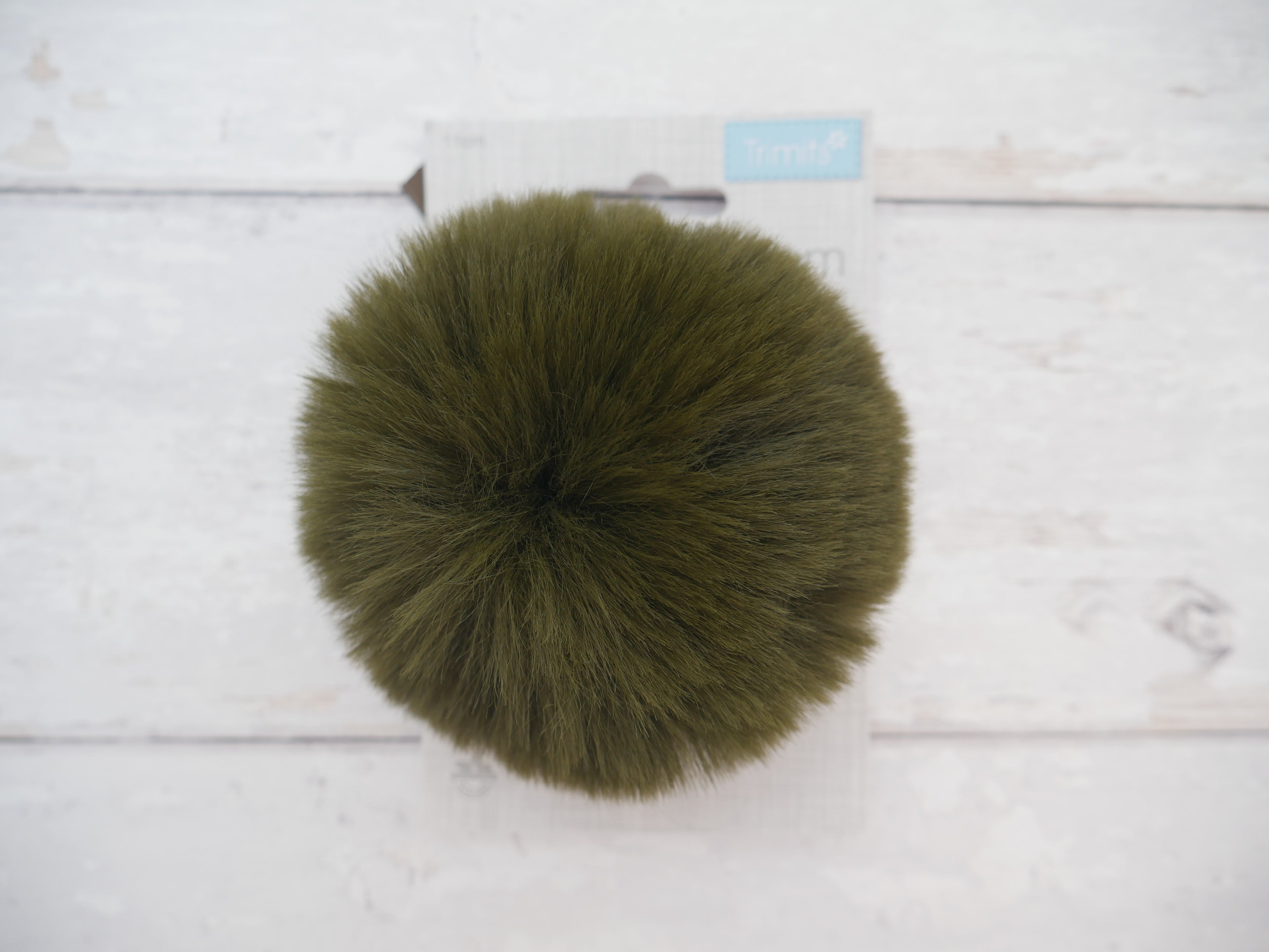 Fur Pom Pom, Khaki-Flying Bobbins Haberdashery