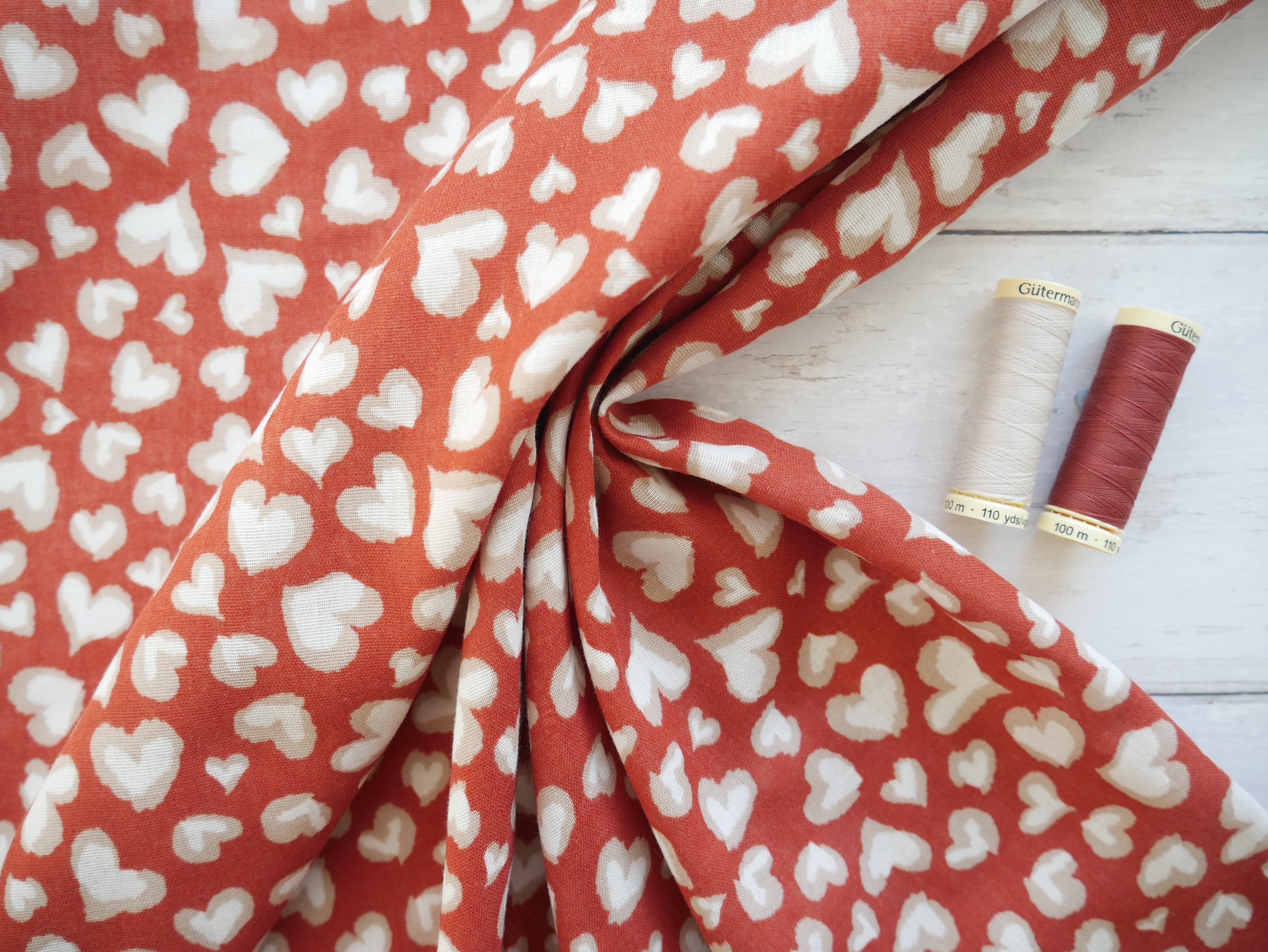Painted Hearts Double Gauze £8.00 p/m-Flying Bobbins Haberdashery