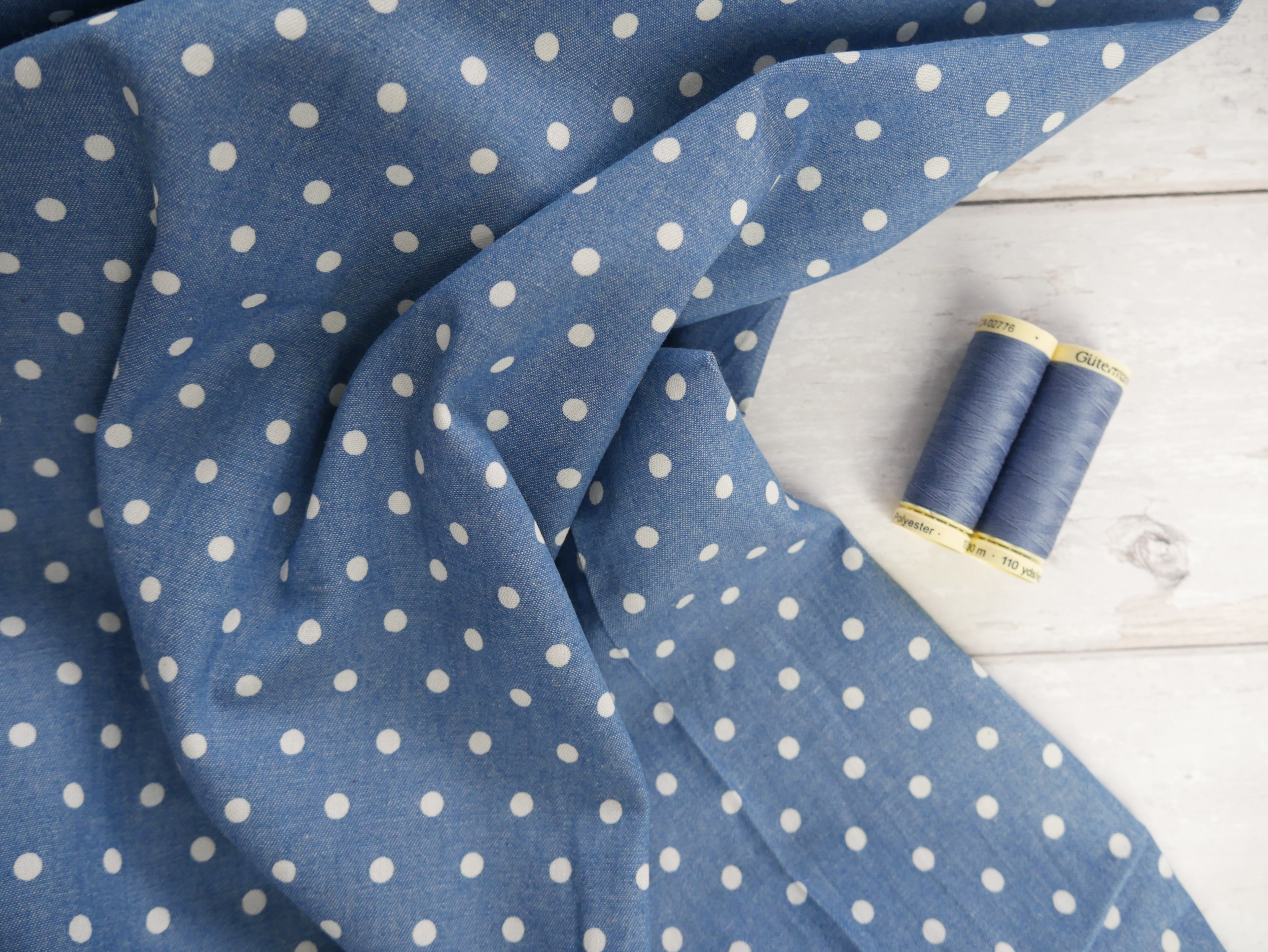 Kalle Shirt Dress Kit - Spot Print Chambray-Flying Bobbins Haberdashery