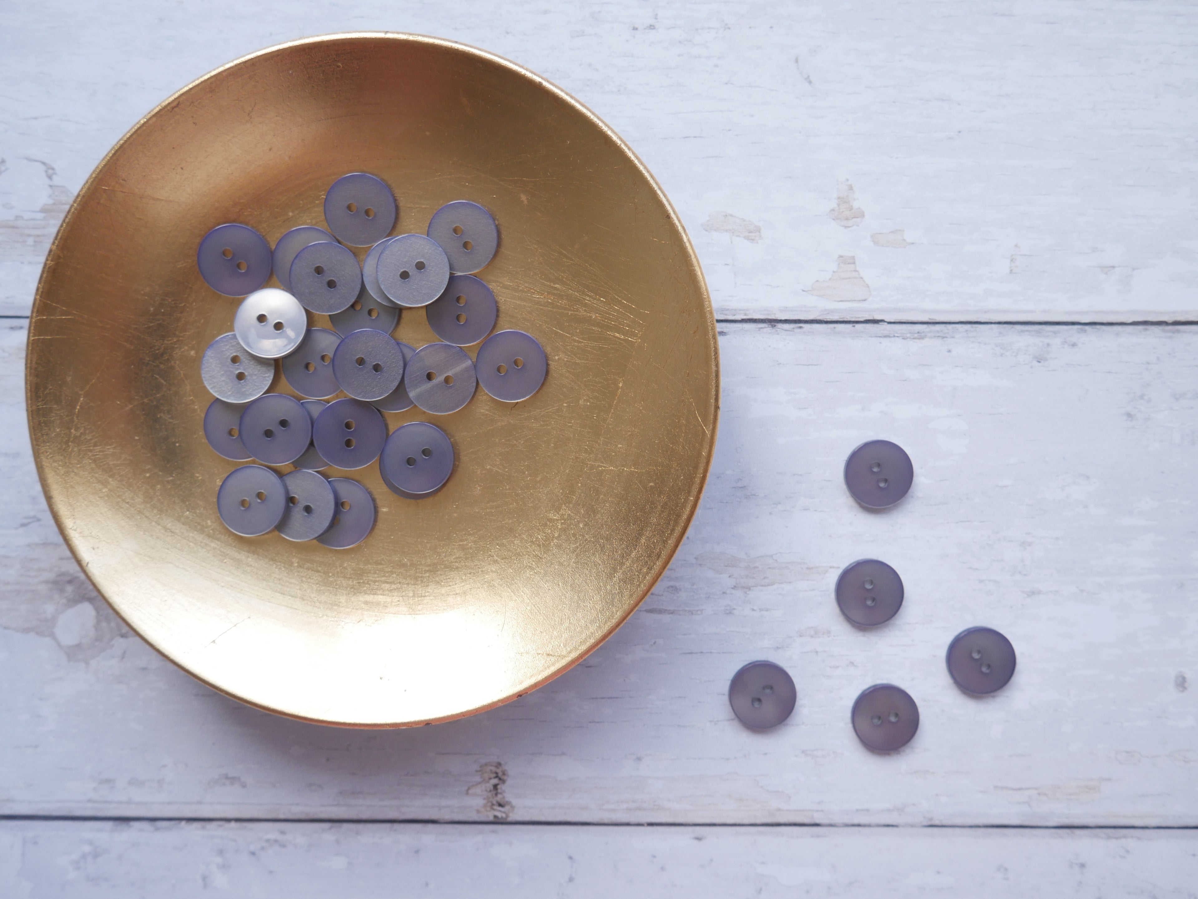 2-Hole 15mm Button in Smoke-Button-Flying Bobbins Haberdashery