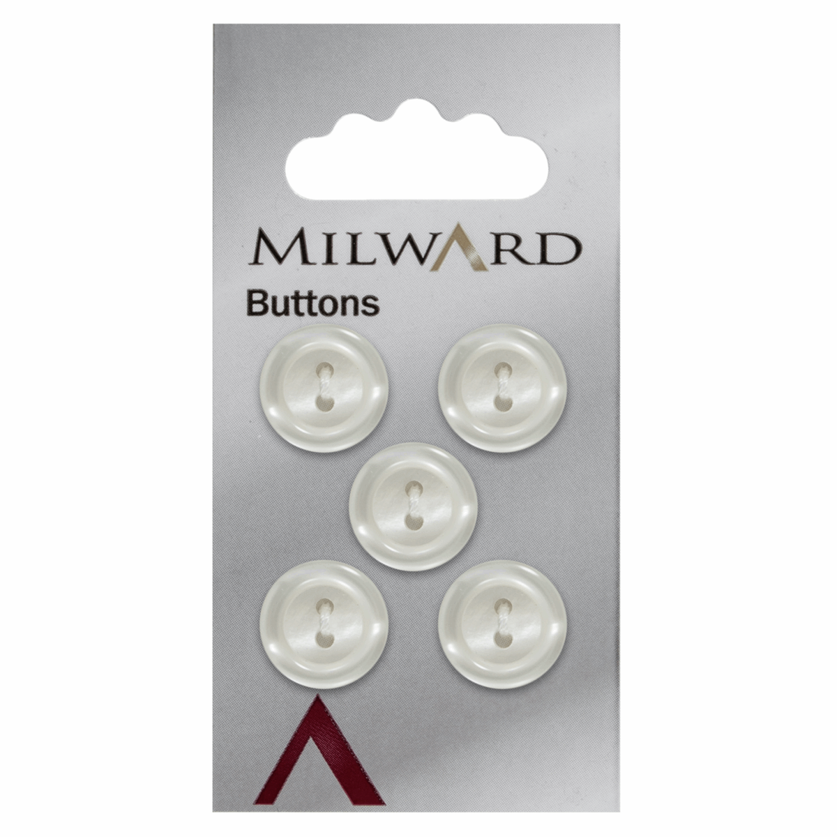 Milward 15mm, 2-Hole Buttons in White x 5-Button-Flying Bobbins Haberdashery