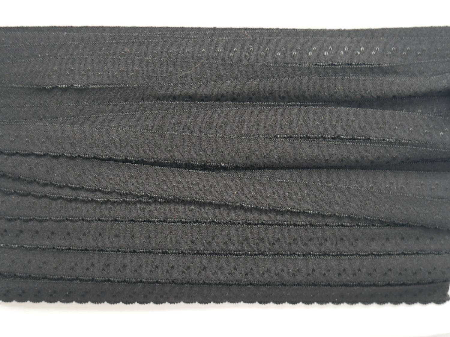 Fold-Over Elastic with Scalloped Edge, 12mm, Black-Haberdashery-Flying Bobbins Haberdashery