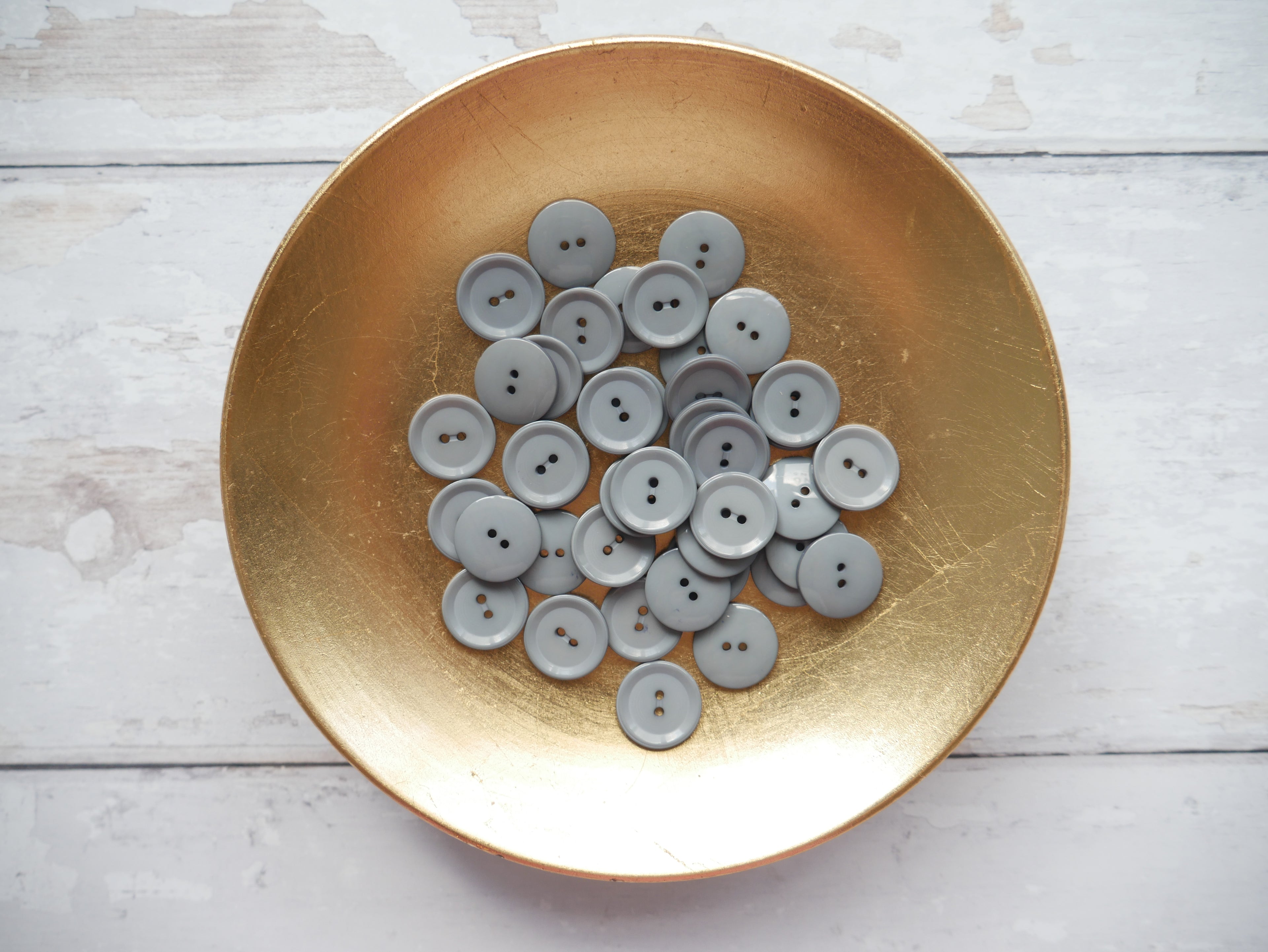 2-Hole 15mm Shine Button in Eucalyptus-Button-Flying Bobbins Haberdashery