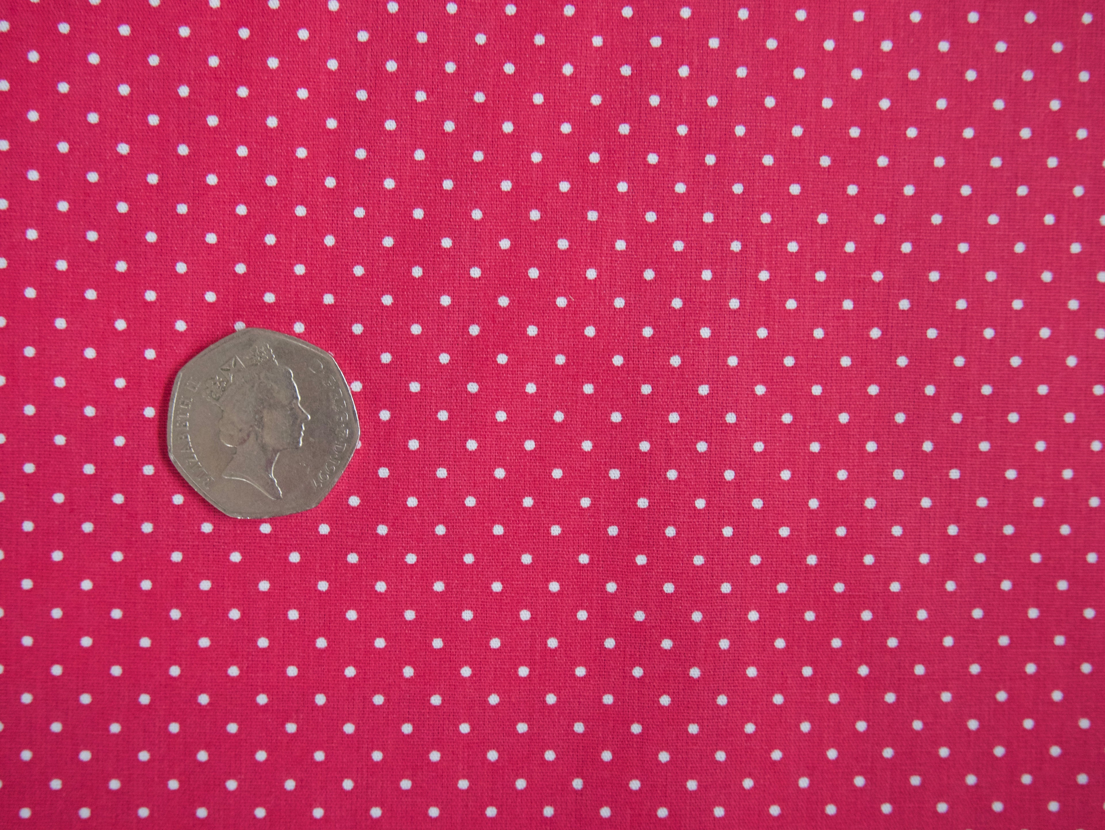 Pin-Spot Printed Cotton, Cerise £8.50 p/m-Fabric-Flying Bobbins Haberdashery