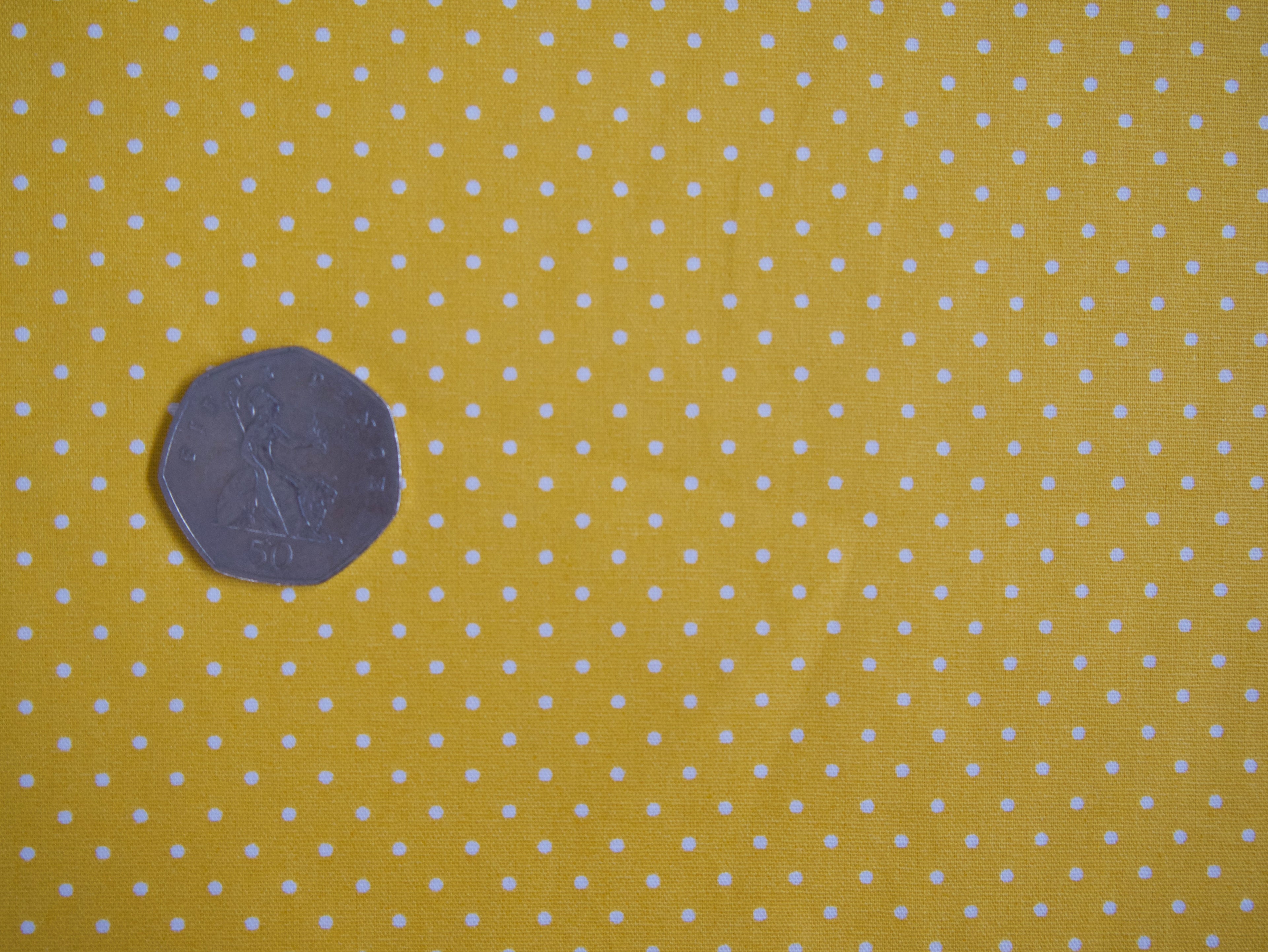 Pin-Spot Printed Cotton, Yellow £8.50 p/m-Fabric-Flying Bobbins Haberdashery