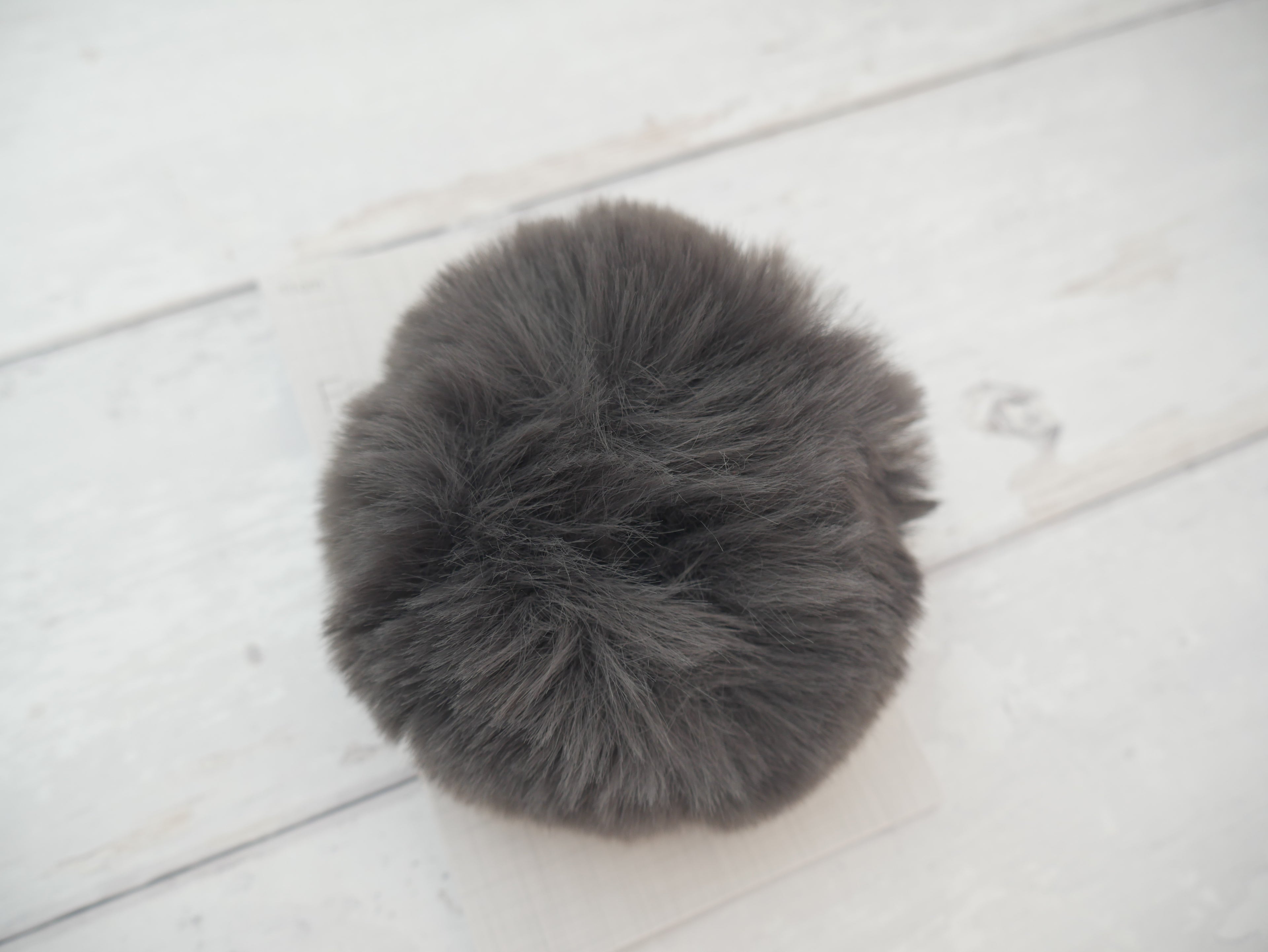 Fur Pom Pom, Grey-Flying Bobbins Haberdashery