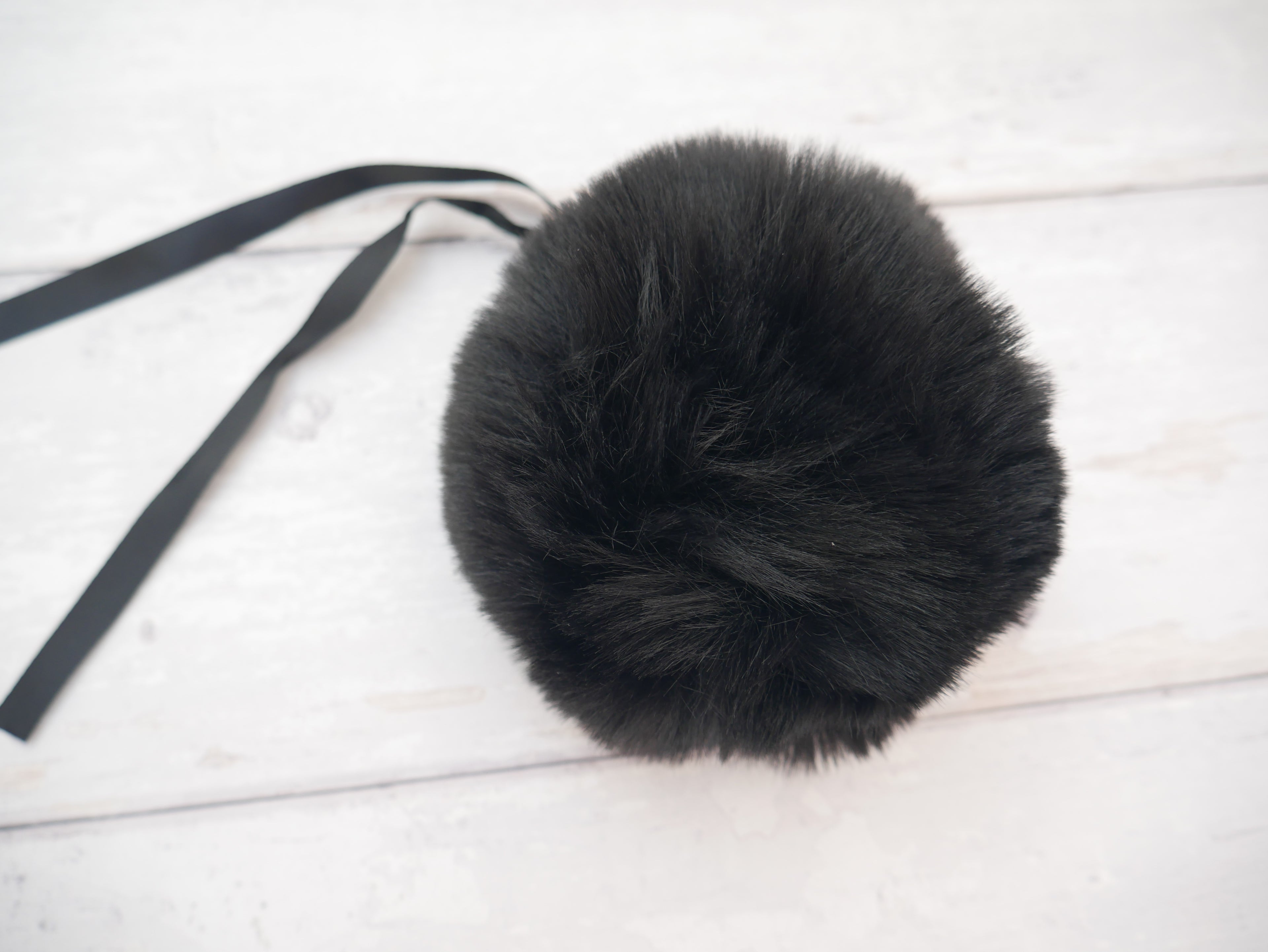 Fur Pom Pom, Black-Flying Bobbins Haberdashery