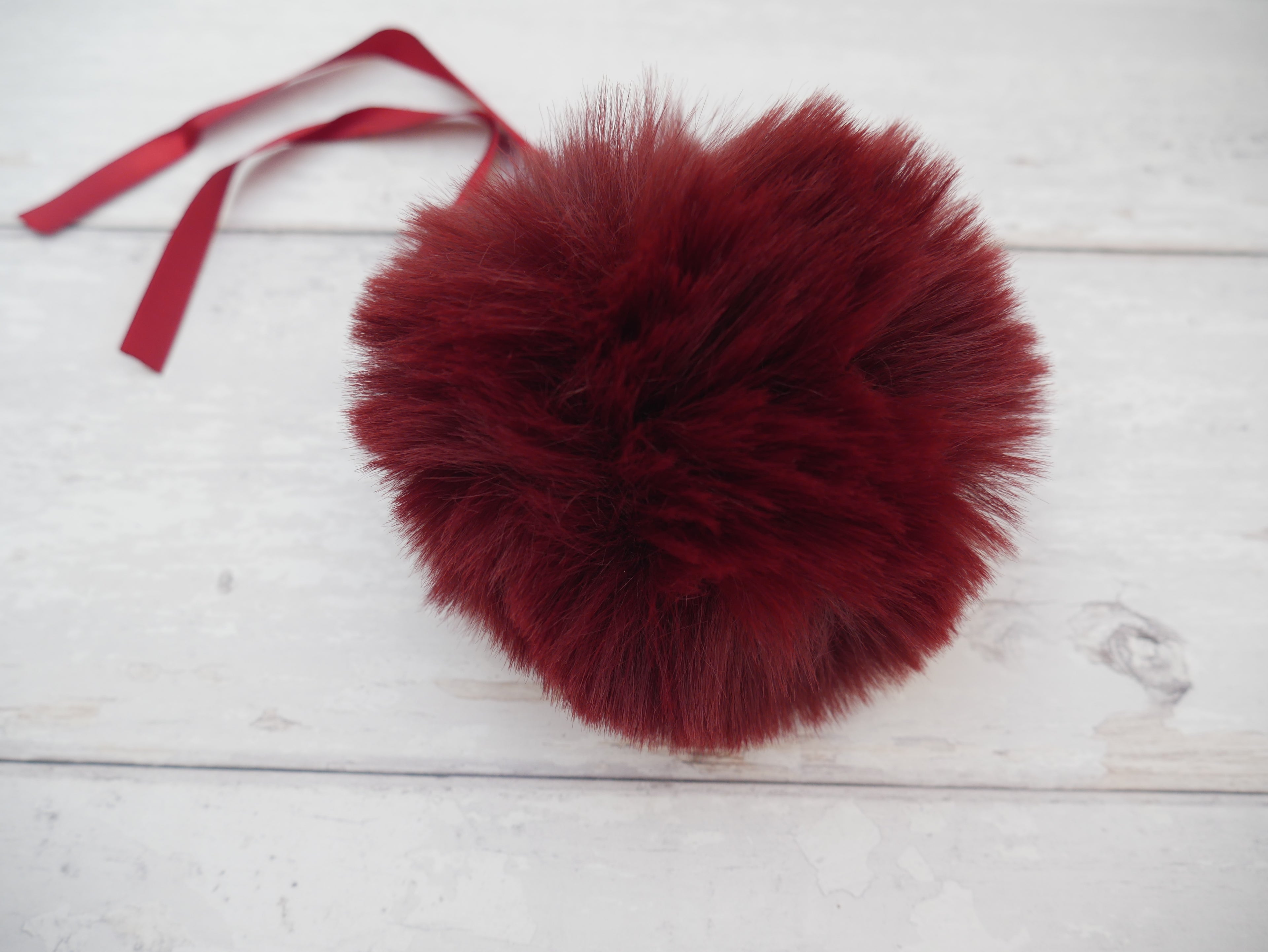 Fur Pom Pom, Burgundy-Flying Bobbins Haberdashery