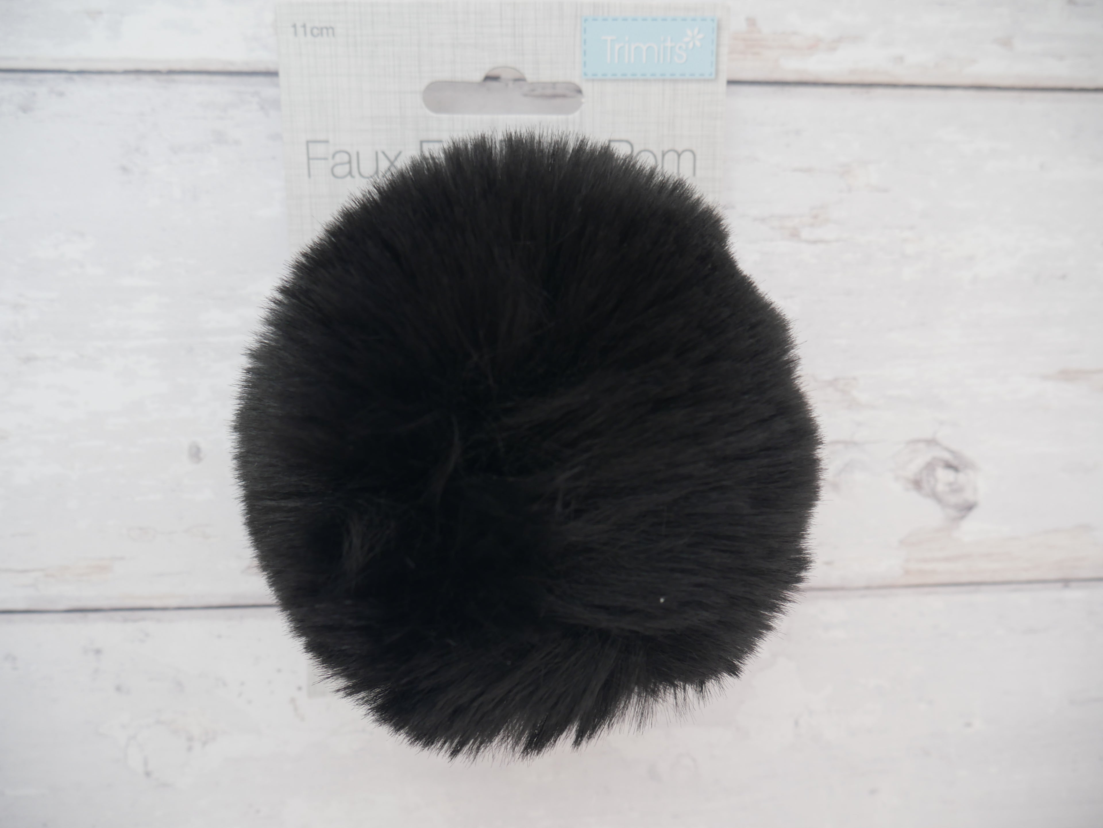 Fur Pom Pom, Black-Flying Bobbins Haberdashery