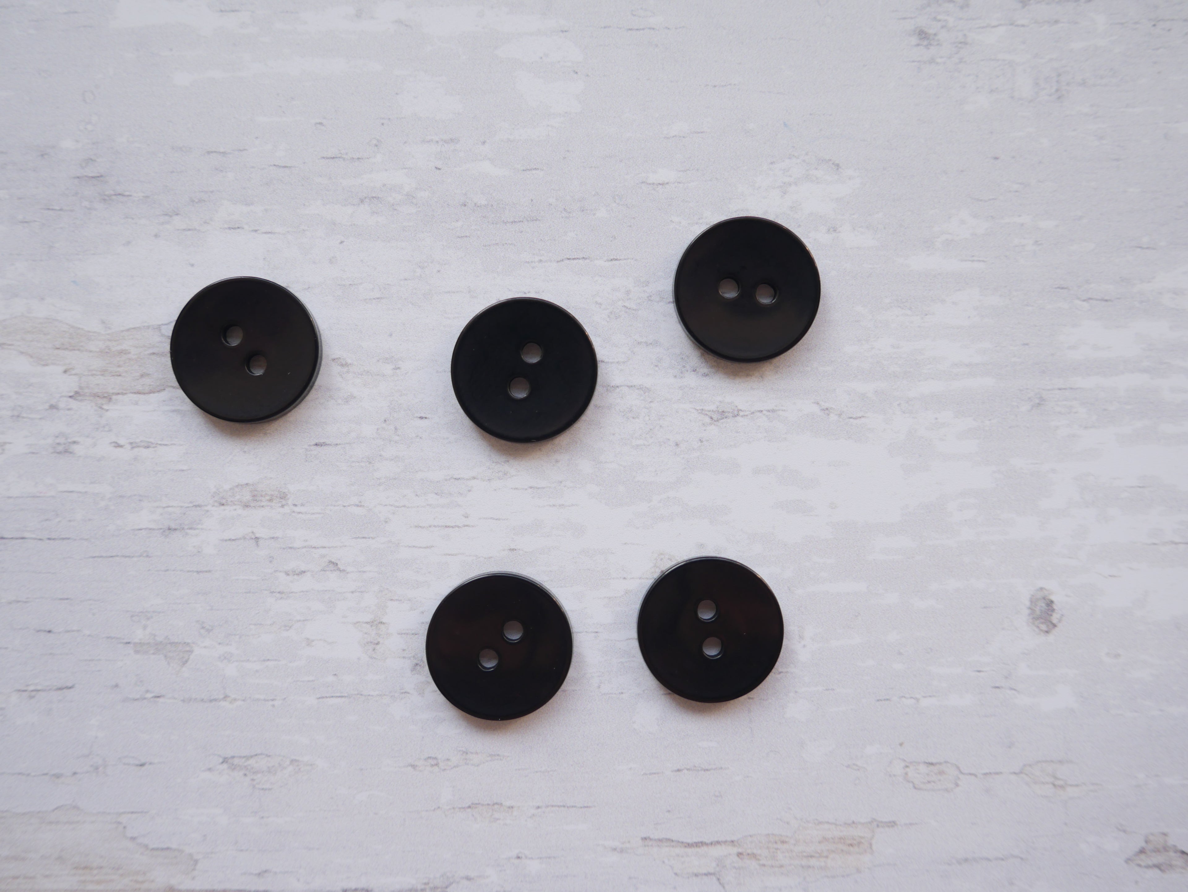 2-Hole 15mm Button in Black-Button-Flying Bobbins Haberdashery