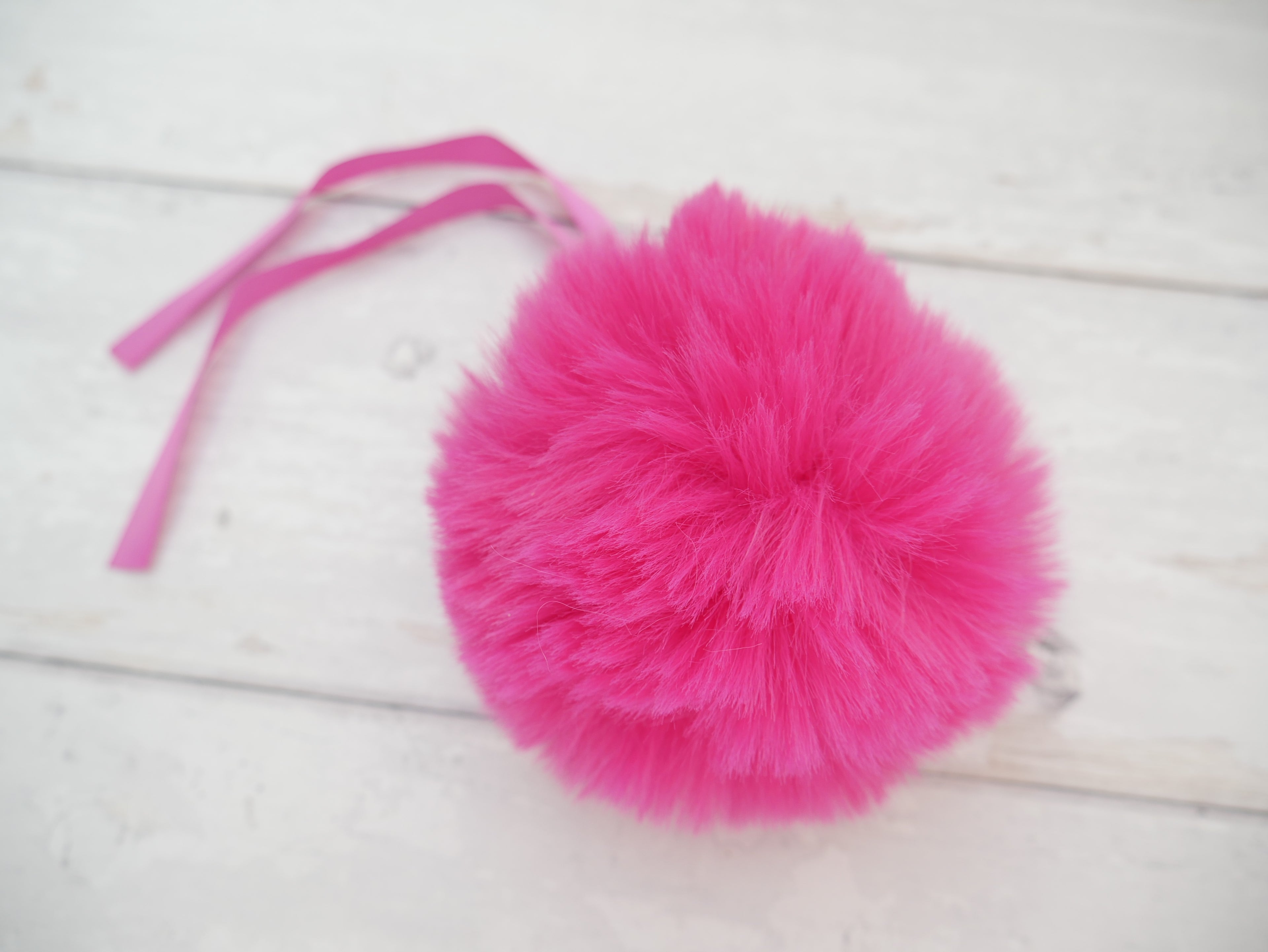 Fur Pom Pom, Cerise-Flying Bobbins Haberdashery