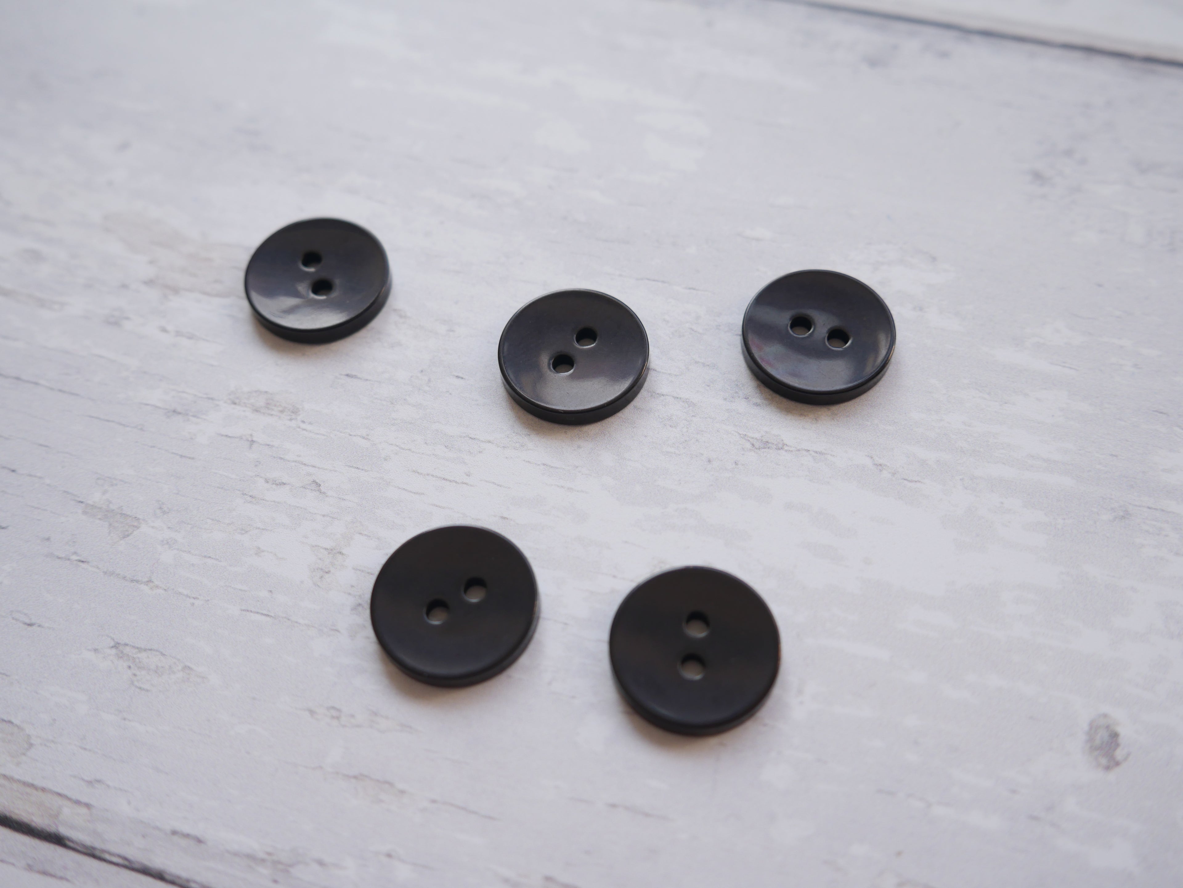 2-Hole 15mm Button in Black-Button-Flying Bobbins Haberdashery
