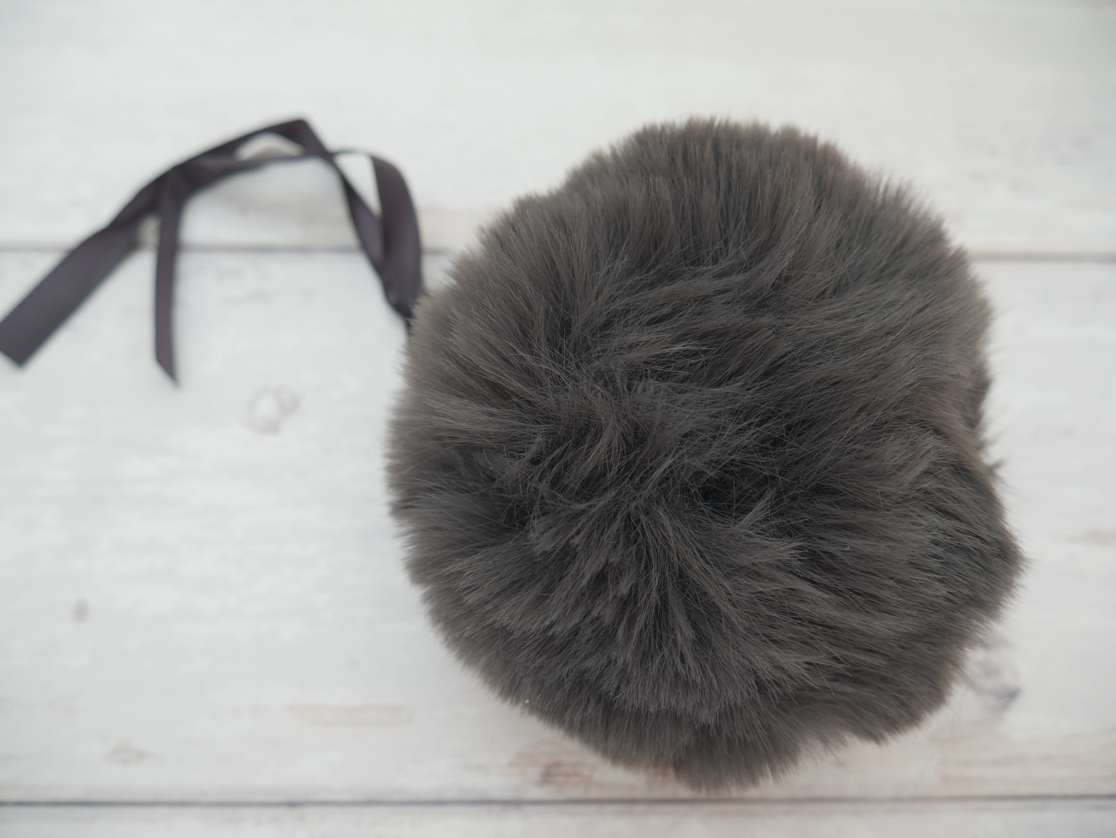 Fur Pom Pom, Grey-Flying Bobbins Haberdashery