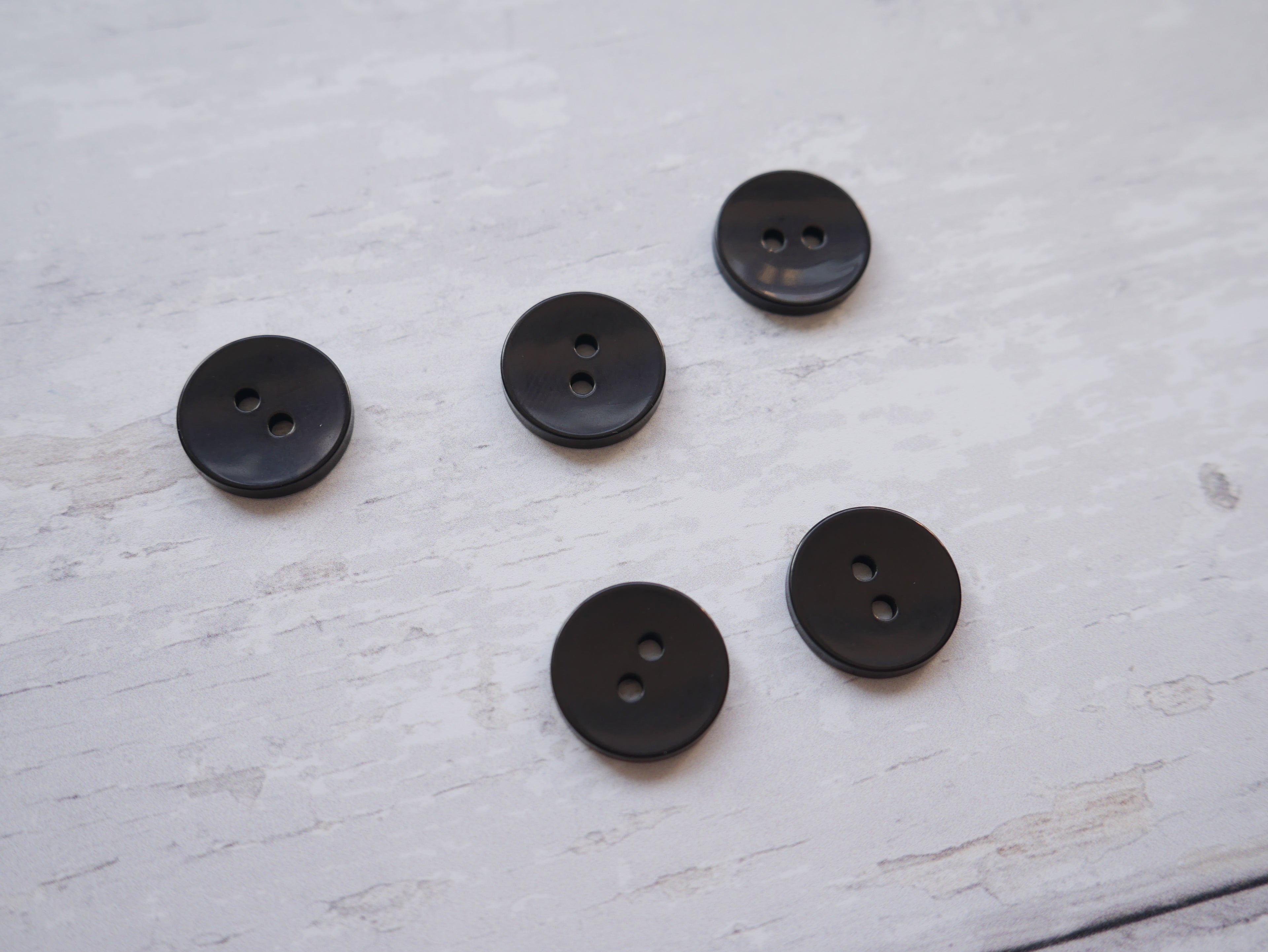 2-Hole 15mm Button in Black-Button-Flying Bobbins Haberdashery