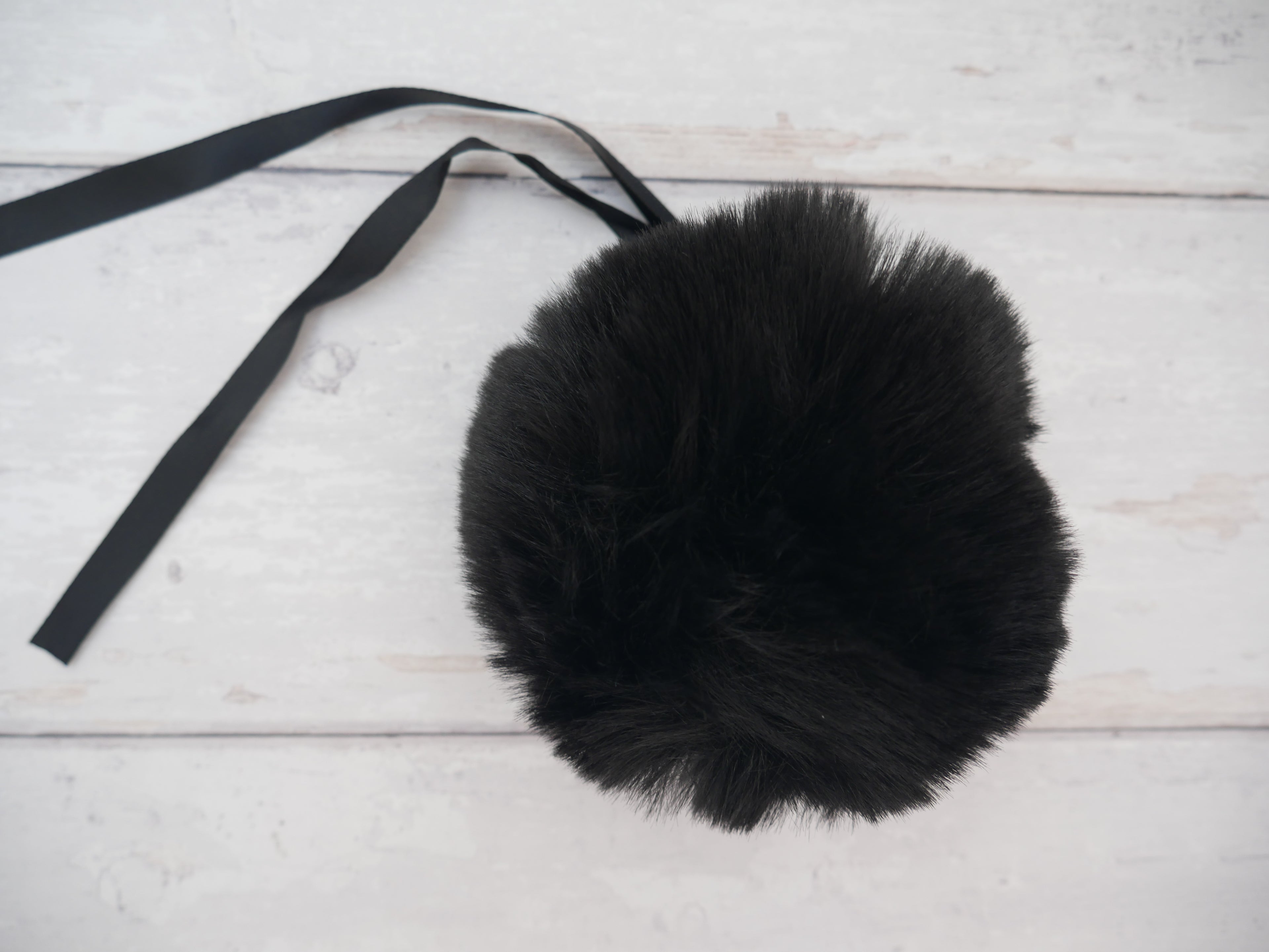 Fur Pom Pom, Black-Flying Bobbins Haberdashery