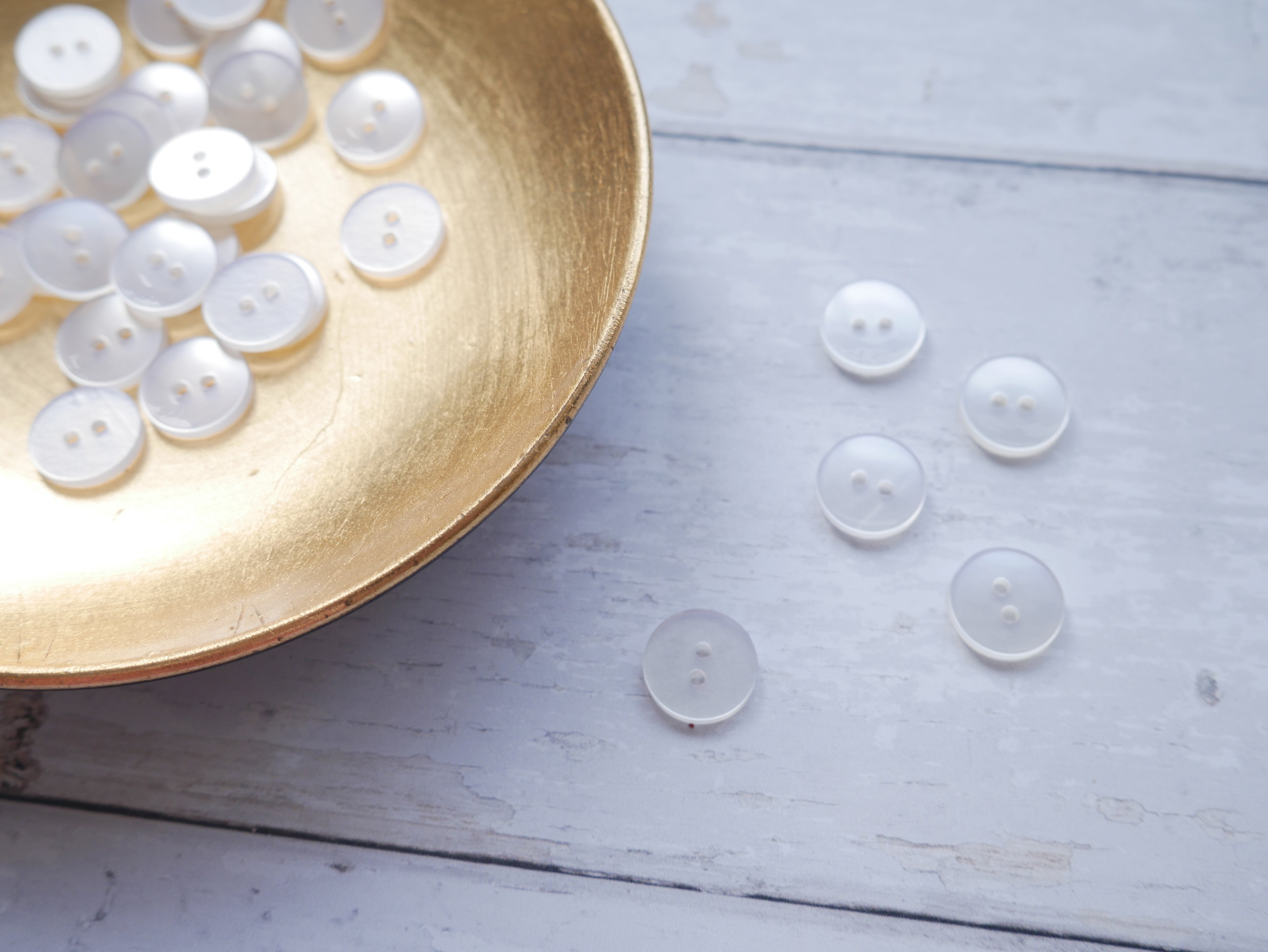 2-Hole 15mm Button in White-Button-Flying Bobbins Haberdashery