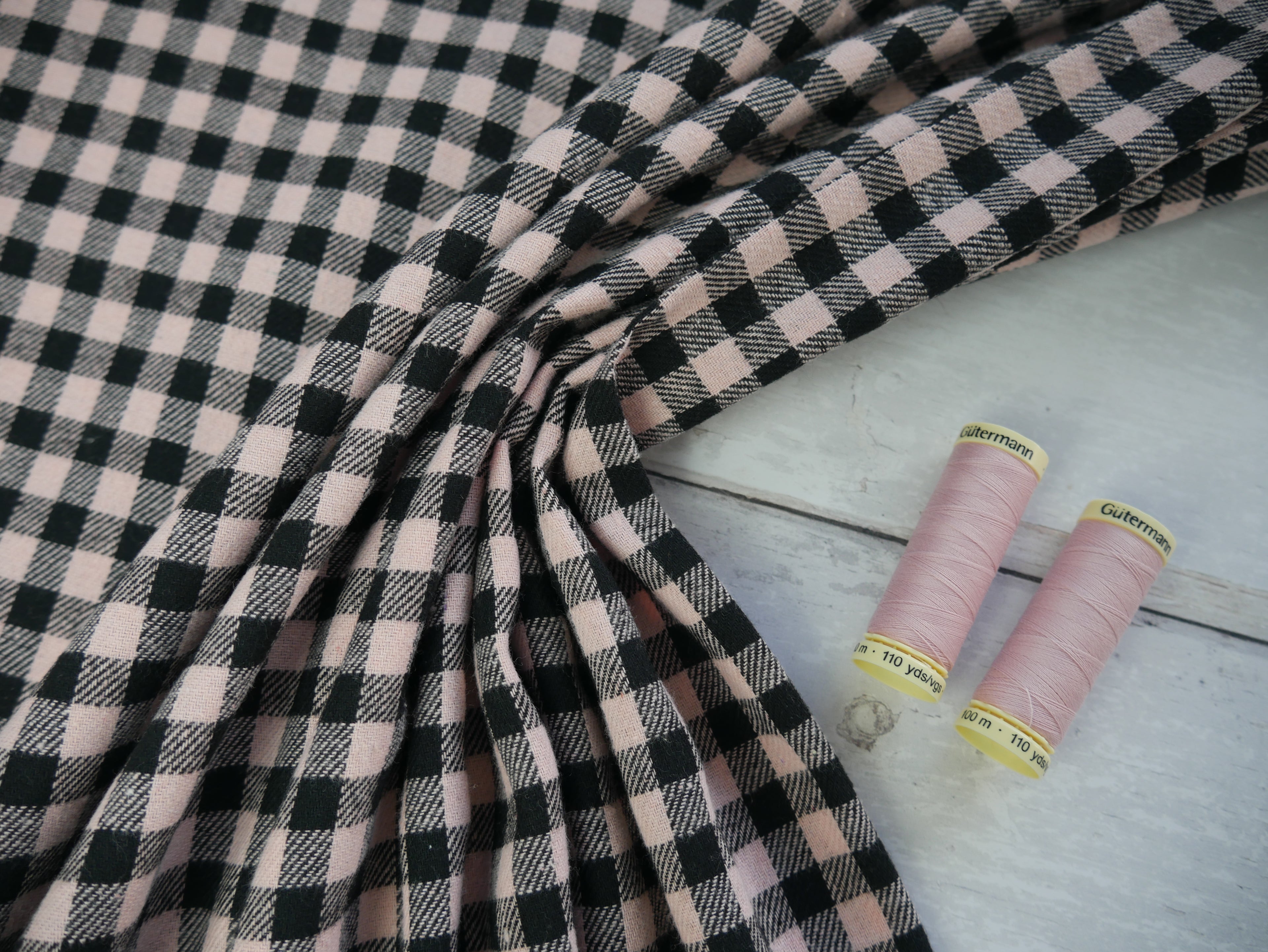 Woven Check in Black & Pink, £12.50 p/m-Fabric-Flying Bobbins Haberdashery