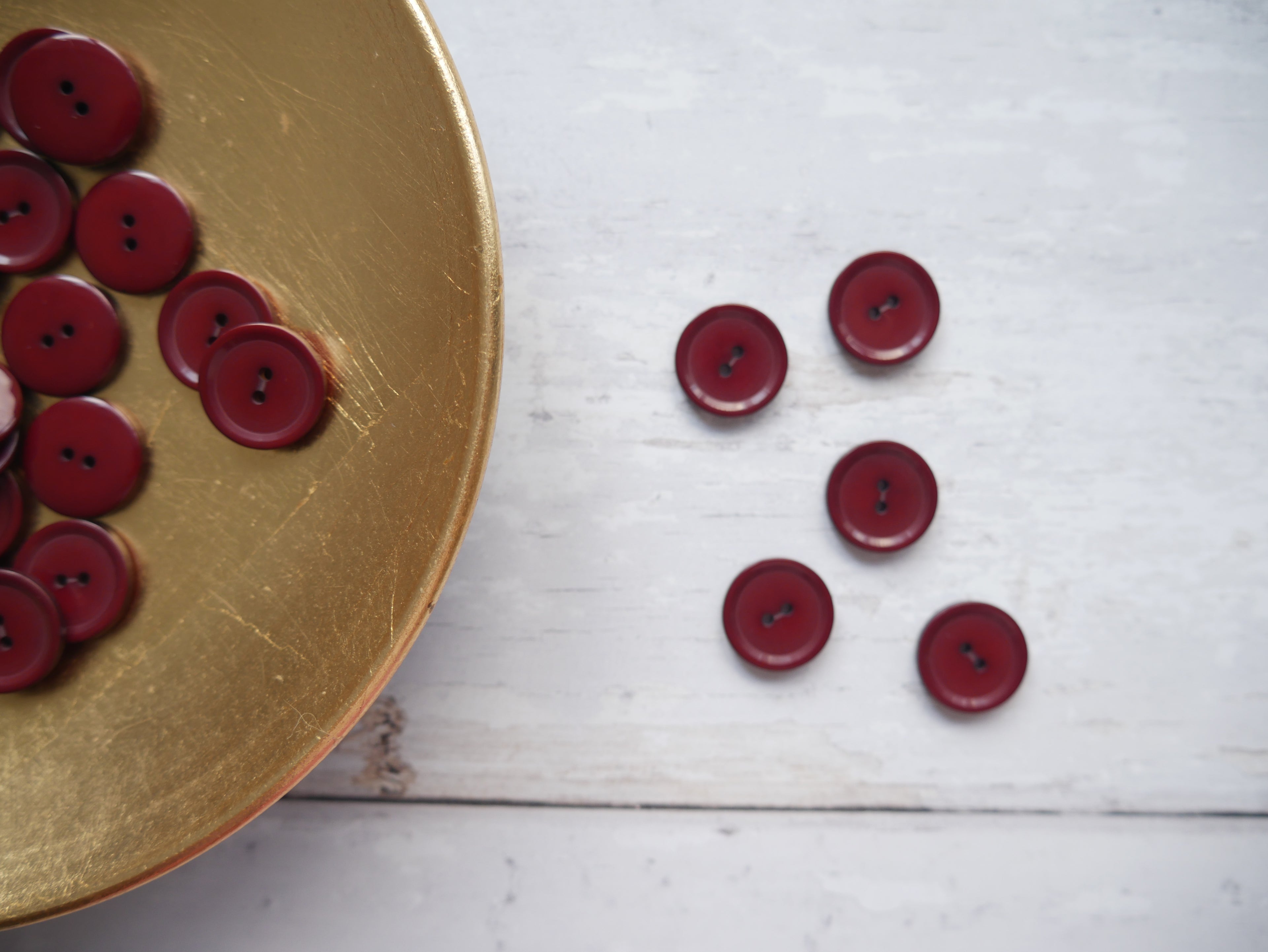2-Hole 15mm Shine Button in Burgundy-Button-Flying Bobbins Haberdashery