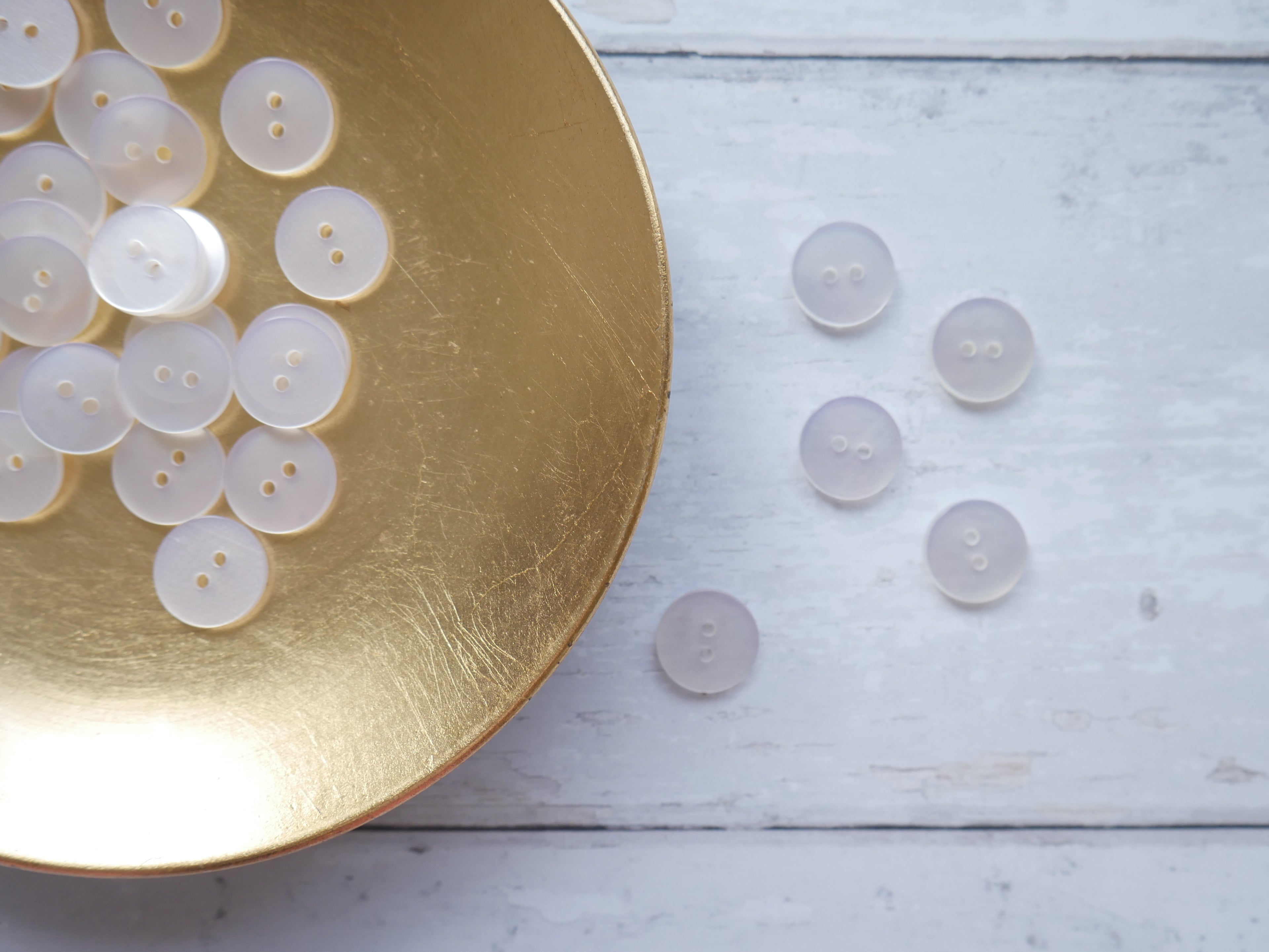 2-Hole 15mm Button in White-Button-Flying Bobbins Haberdashery