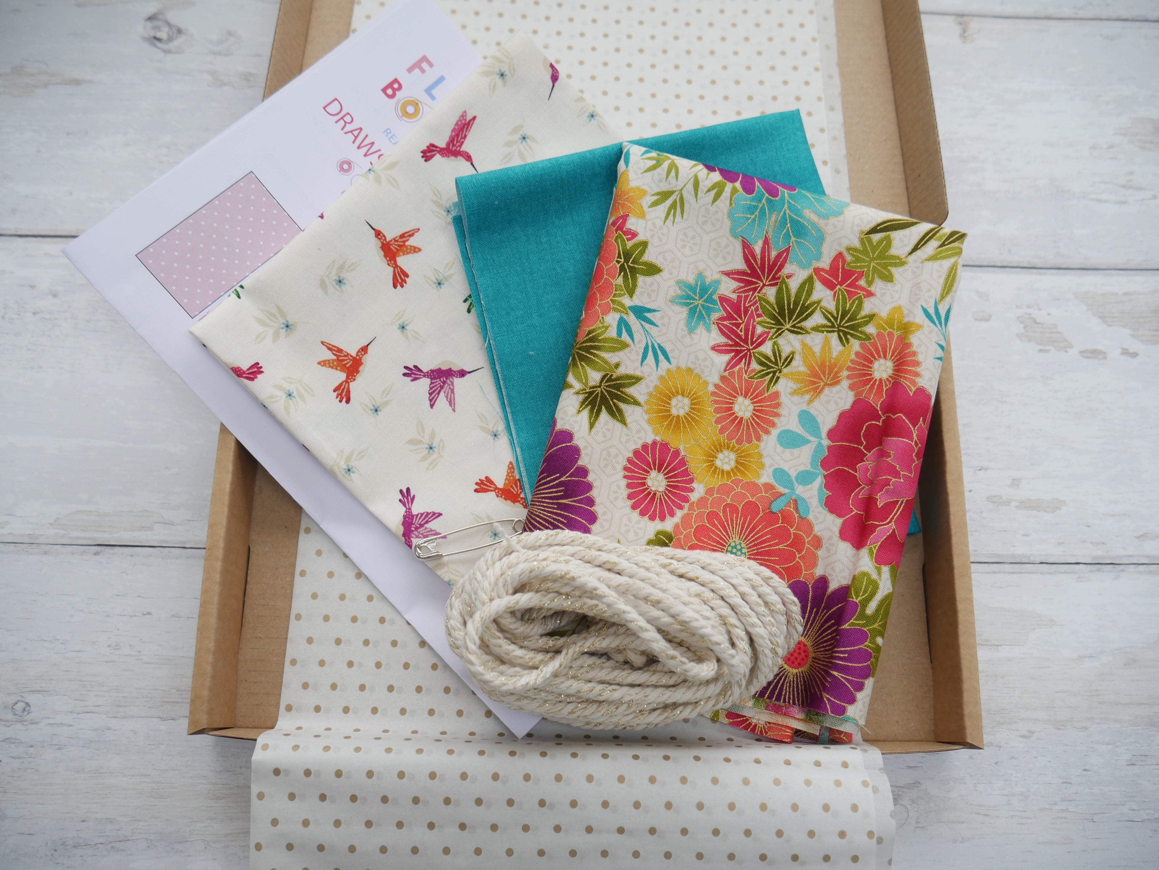 Drawstring Bag Trio - Hikari & Hummingbirds-Sewing Kit-Flying Bobbins Haberdashery