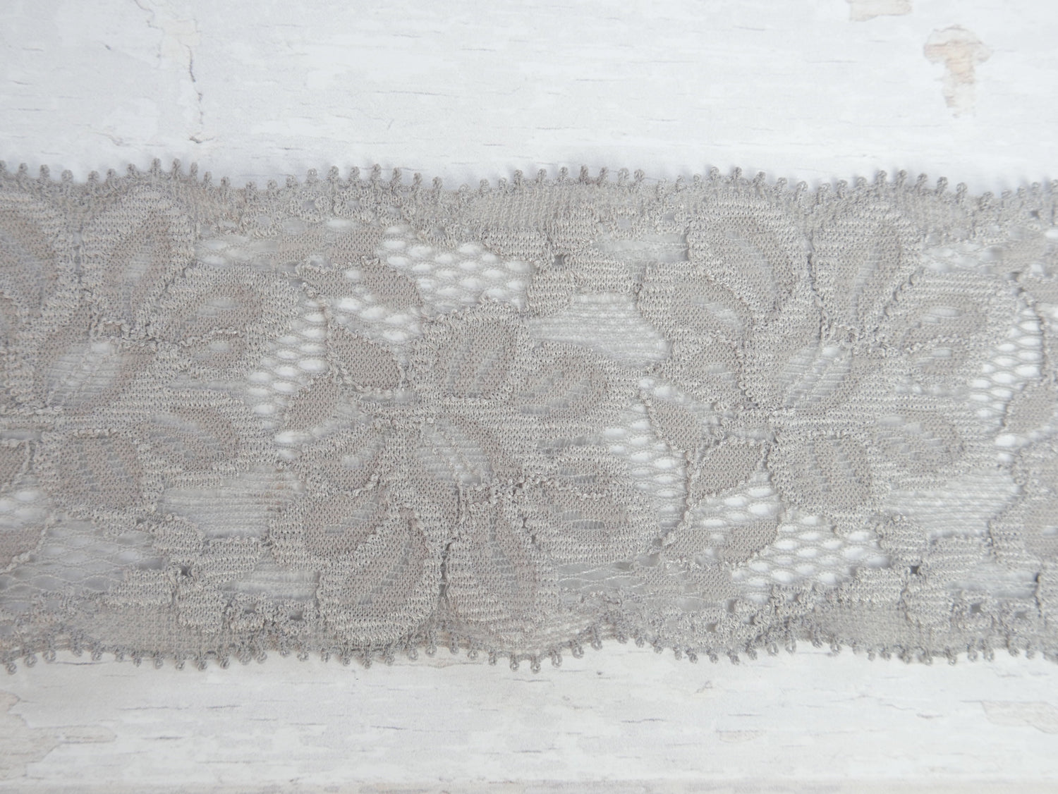 Wide Lace Elastic, 55mm, Grey-Haberdashery-Flying Bobbins Haberdashery