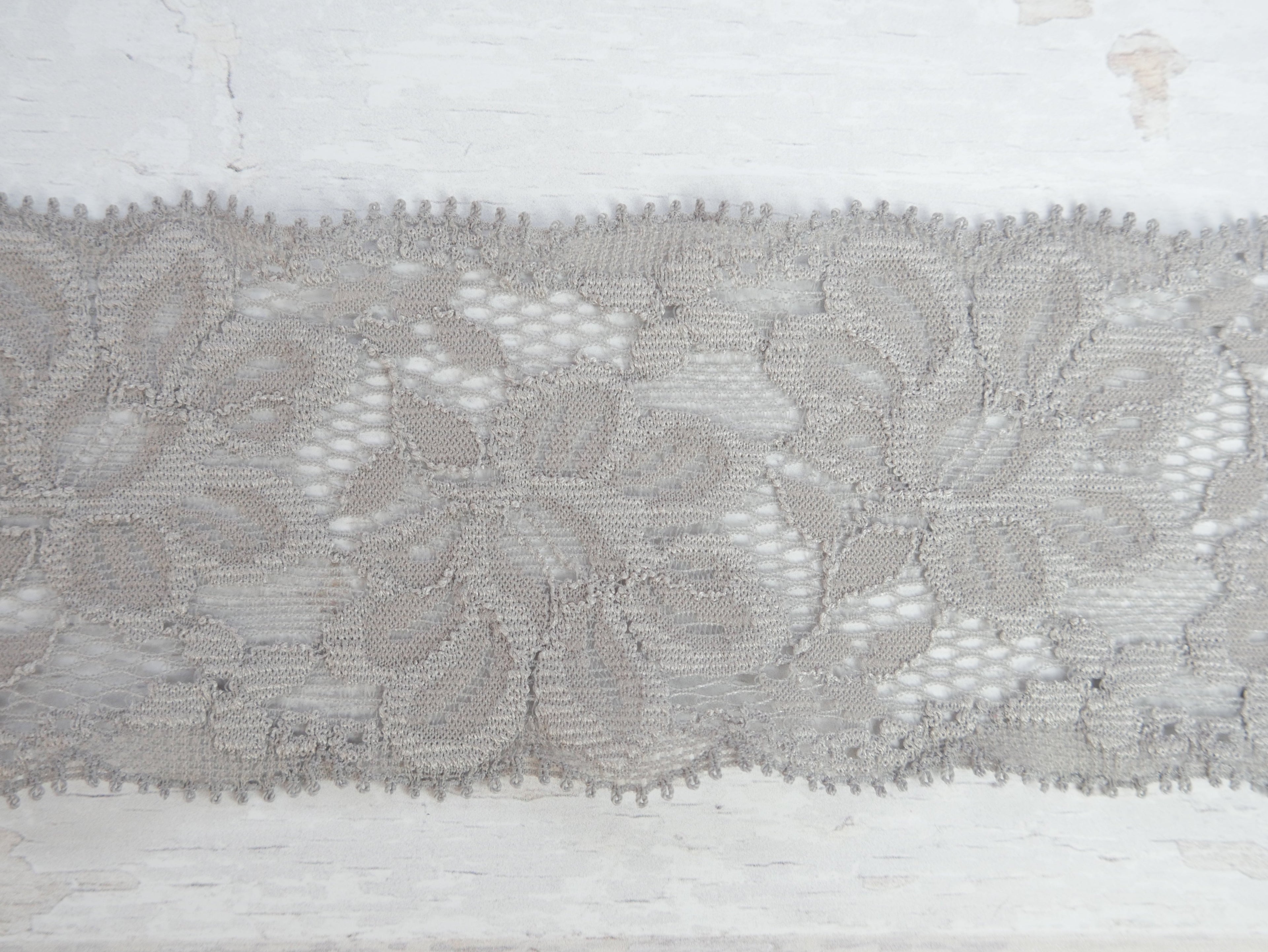 Wide Lace Elastic, 55mm, Grey-Haberdashery-Flying Bobbins Haberdashery