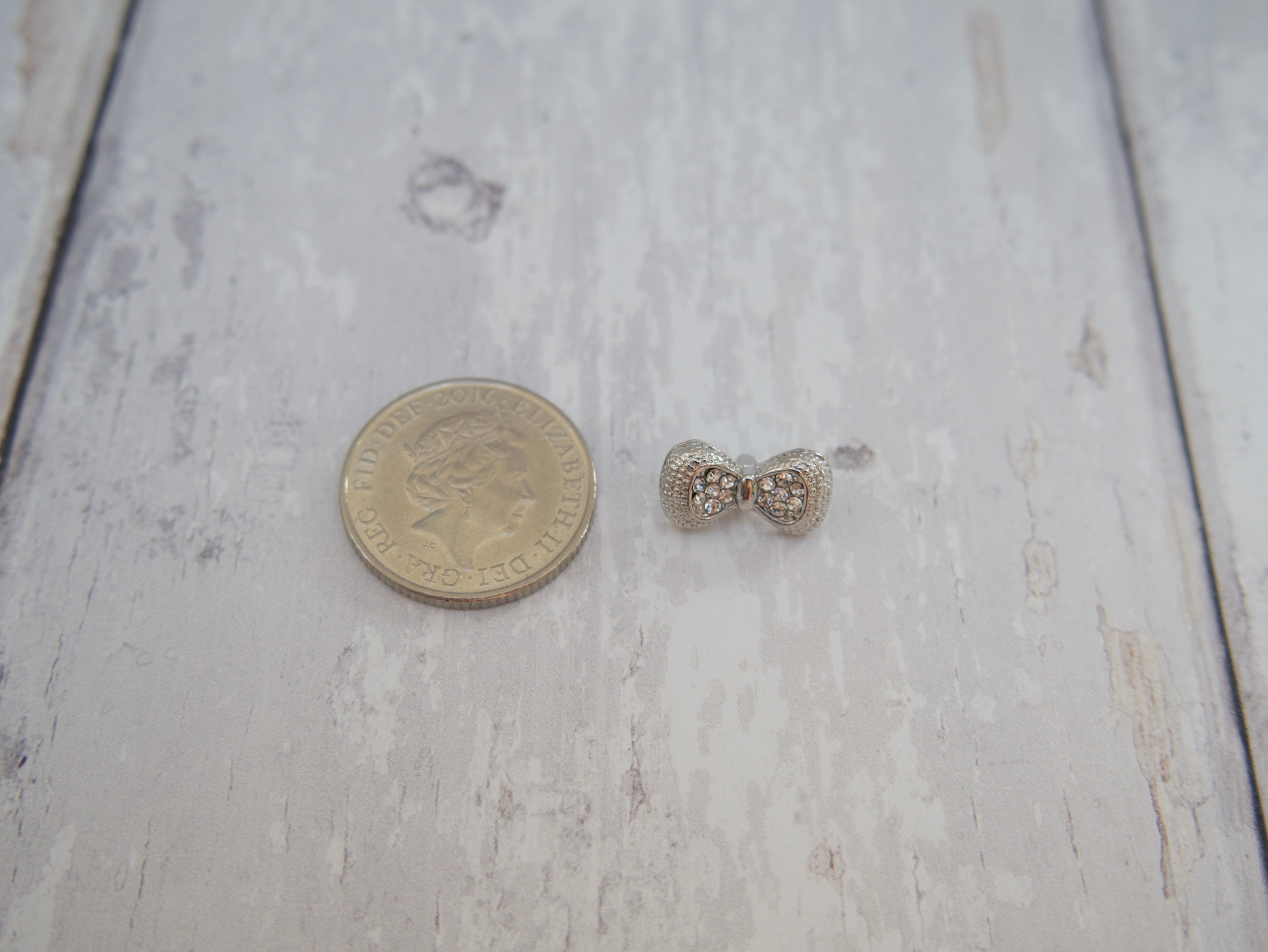 Jewelled Silver Bow Button-Button-Flying Bobbins Haberdashery