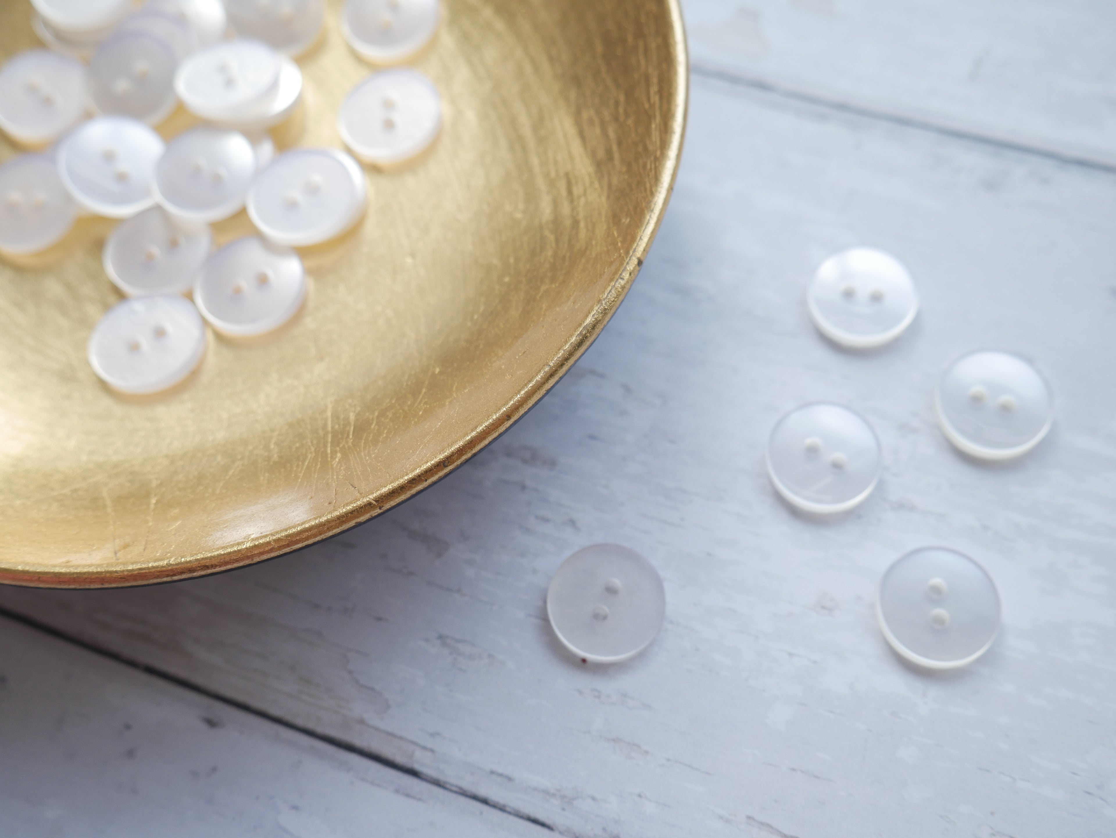 2-Hole 15mm Button in White-Button-Flying Bobbins Haberdashery