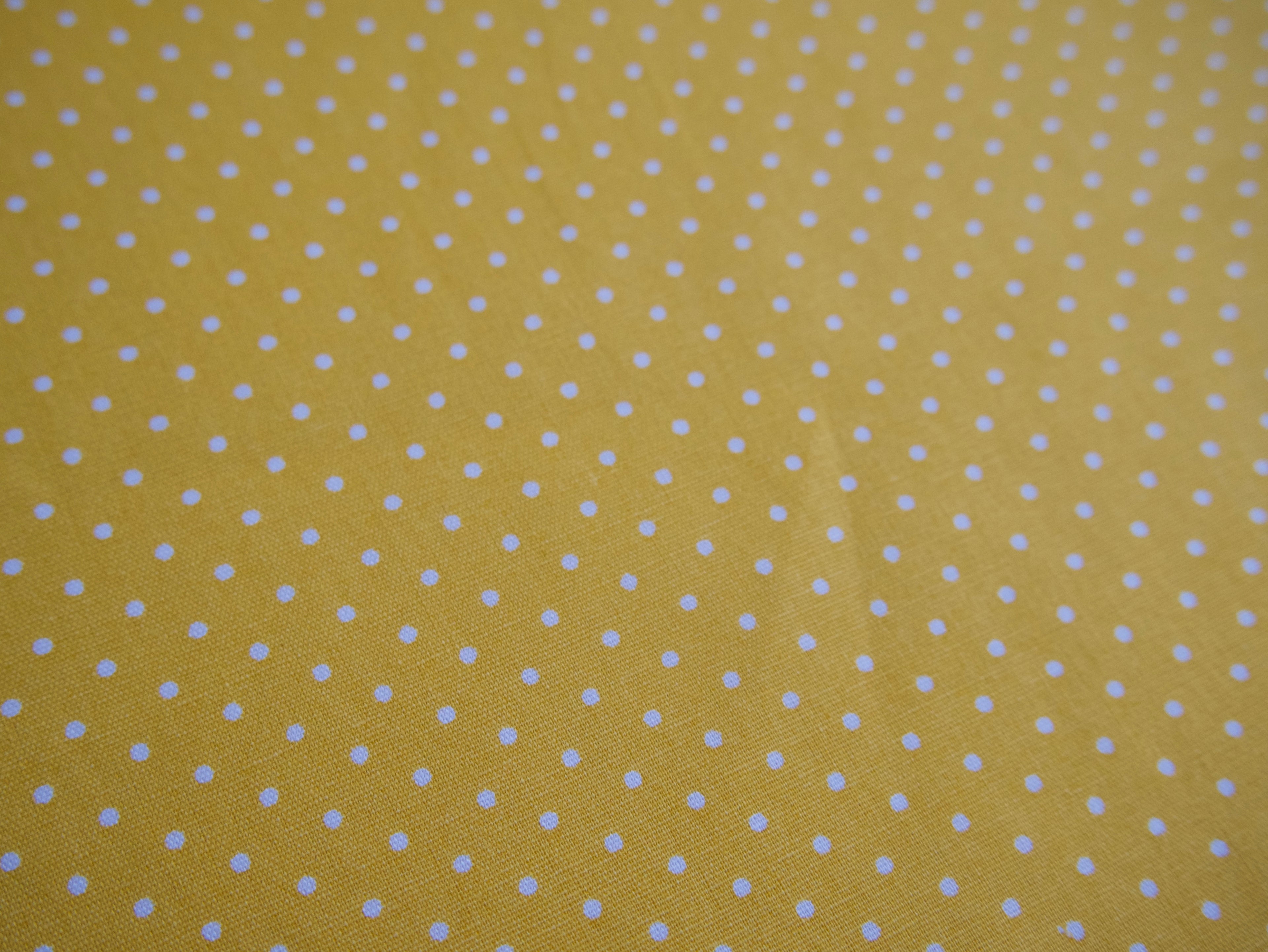 Pin-Spot Printed Cotton, Yellow £8.50 p/m-Fabric-Flying Bobbins Haberdashery