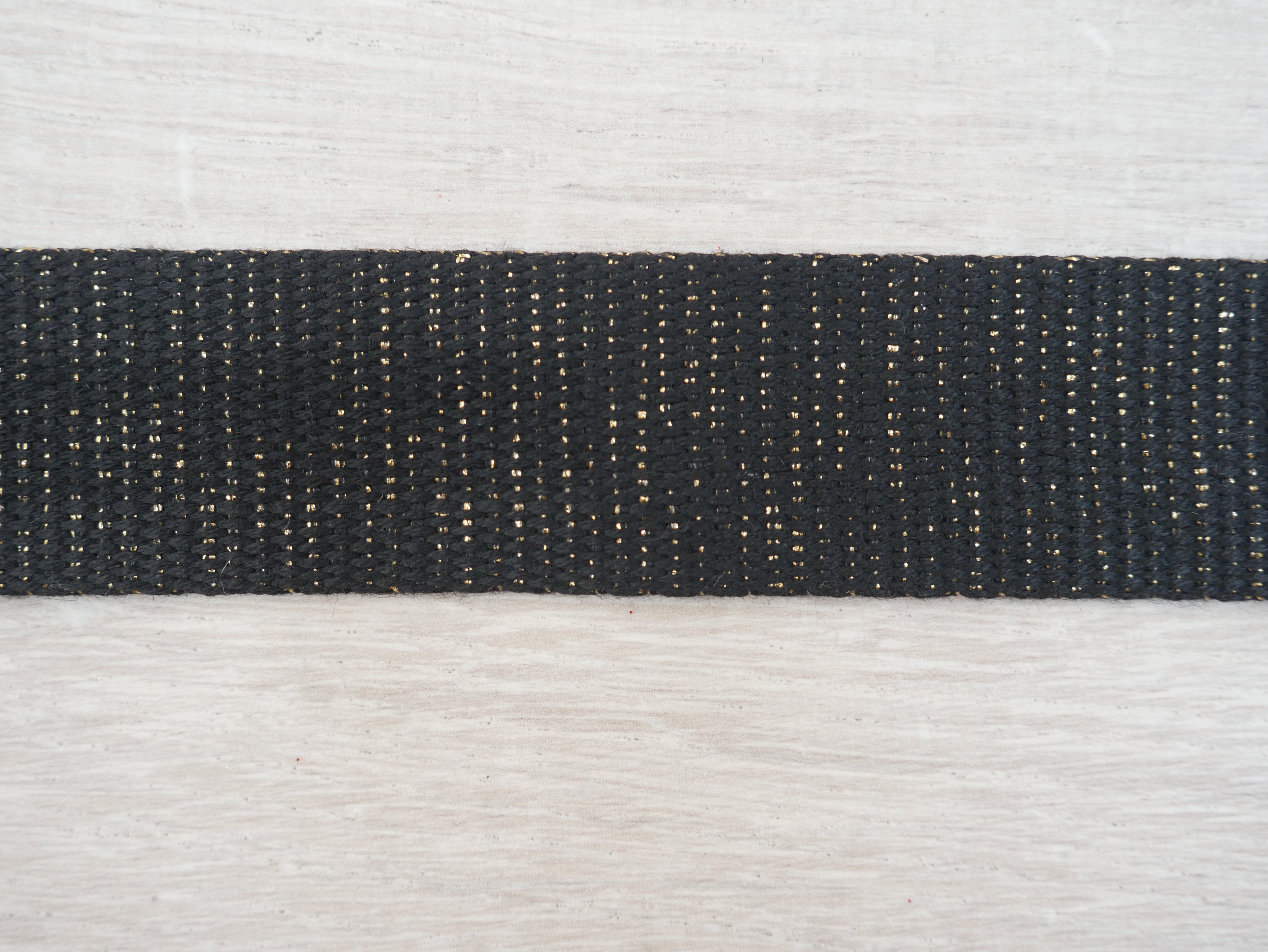 30mm Metallic Webbing - Black with Gold-Webbing-Flying Bobbins Haberdashery