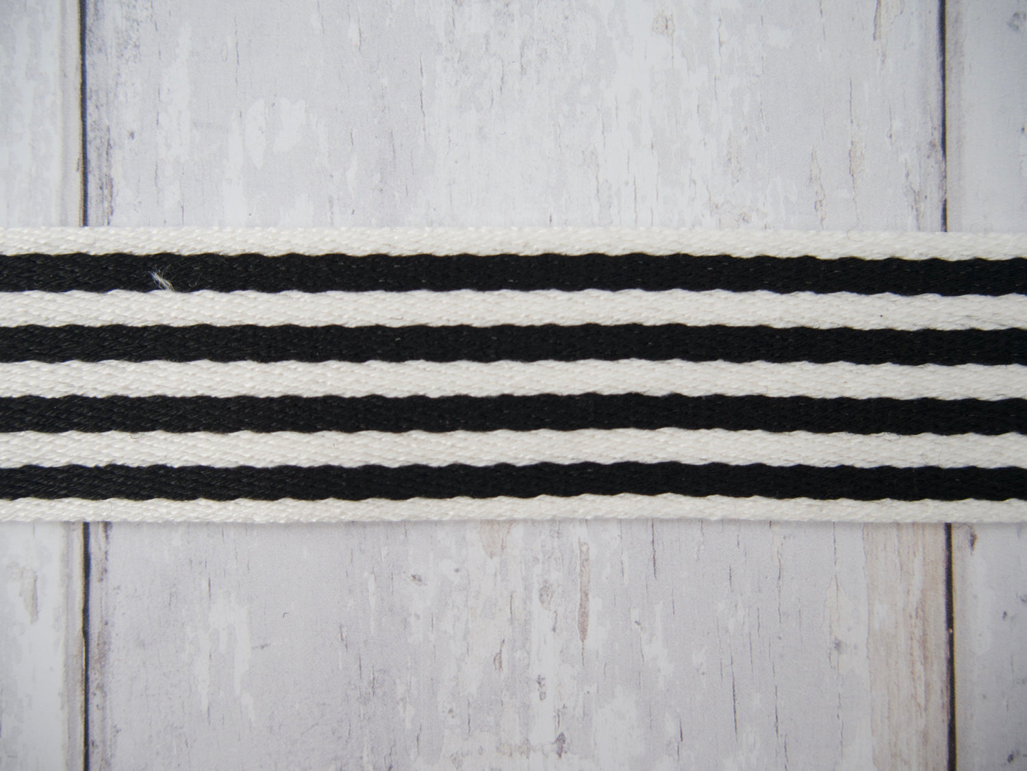 38mm Stripe Webbing - Black & White-Webbing-Flying Bobbins Haberdashery