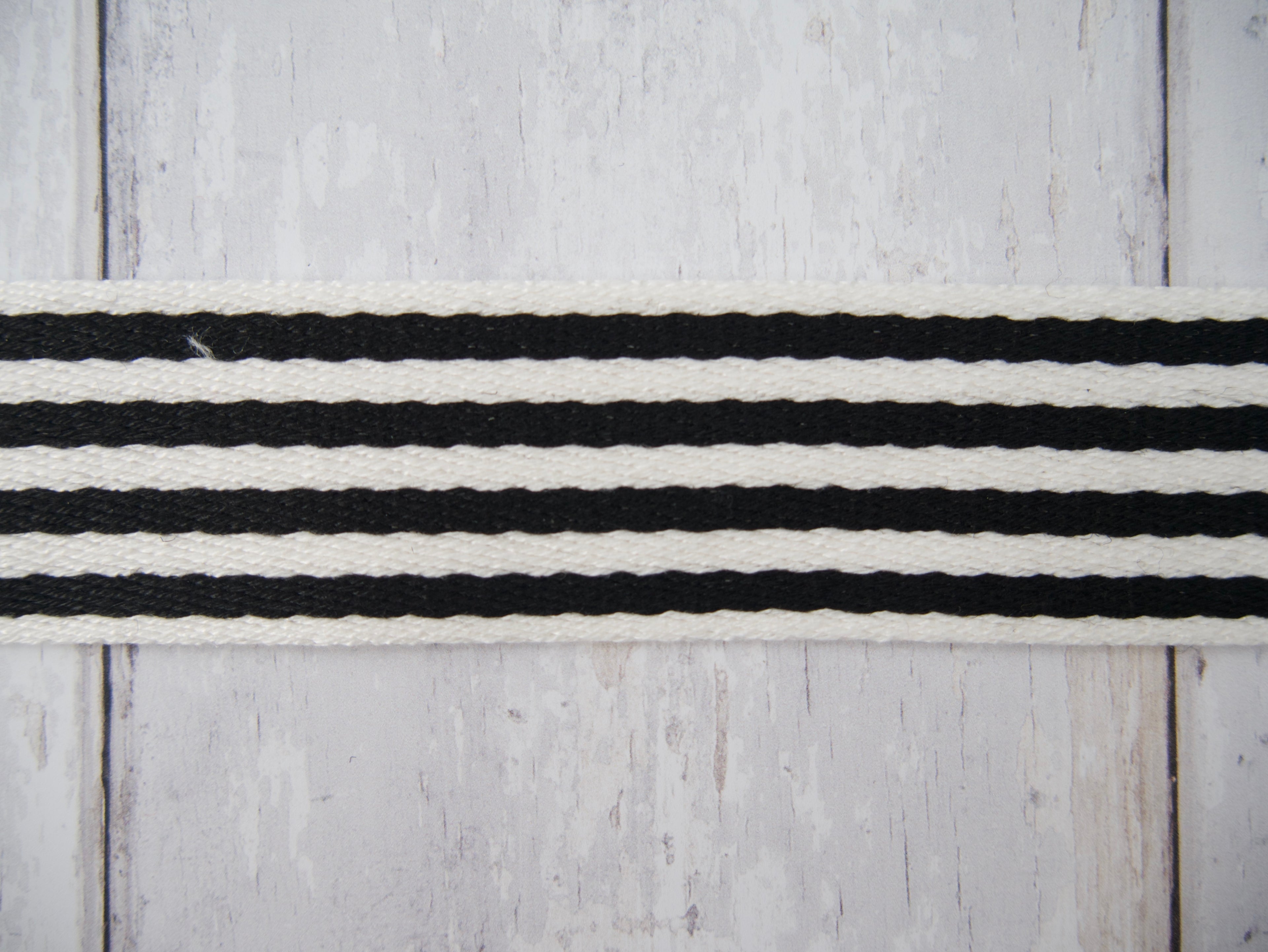 38mm Stripe Webbing - Black & White-Webbing-Flying Bobbins Haberdashery