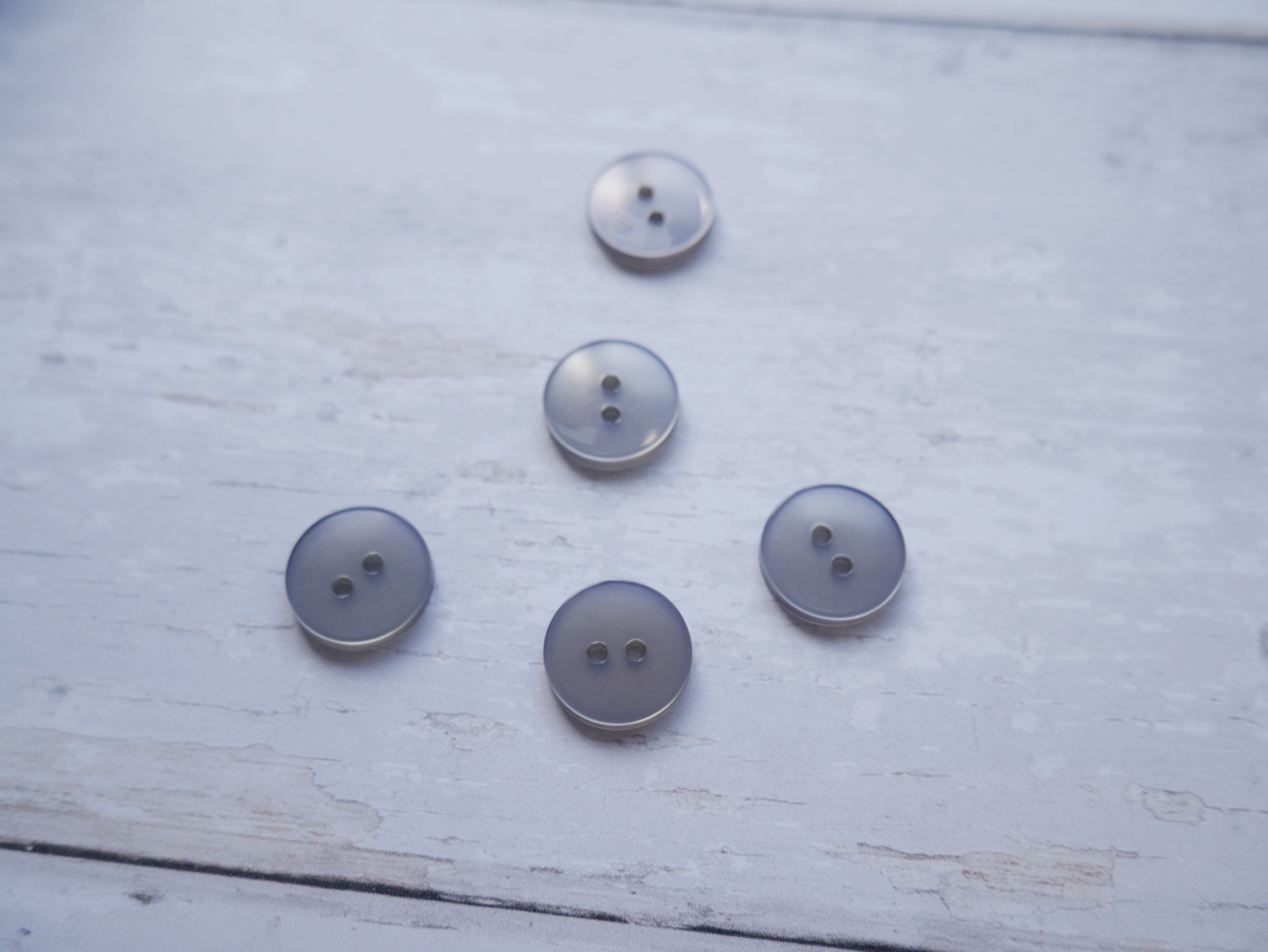 2-Hole 15mm Button in Smoke-Button-Flying Bobbins Haberdashery