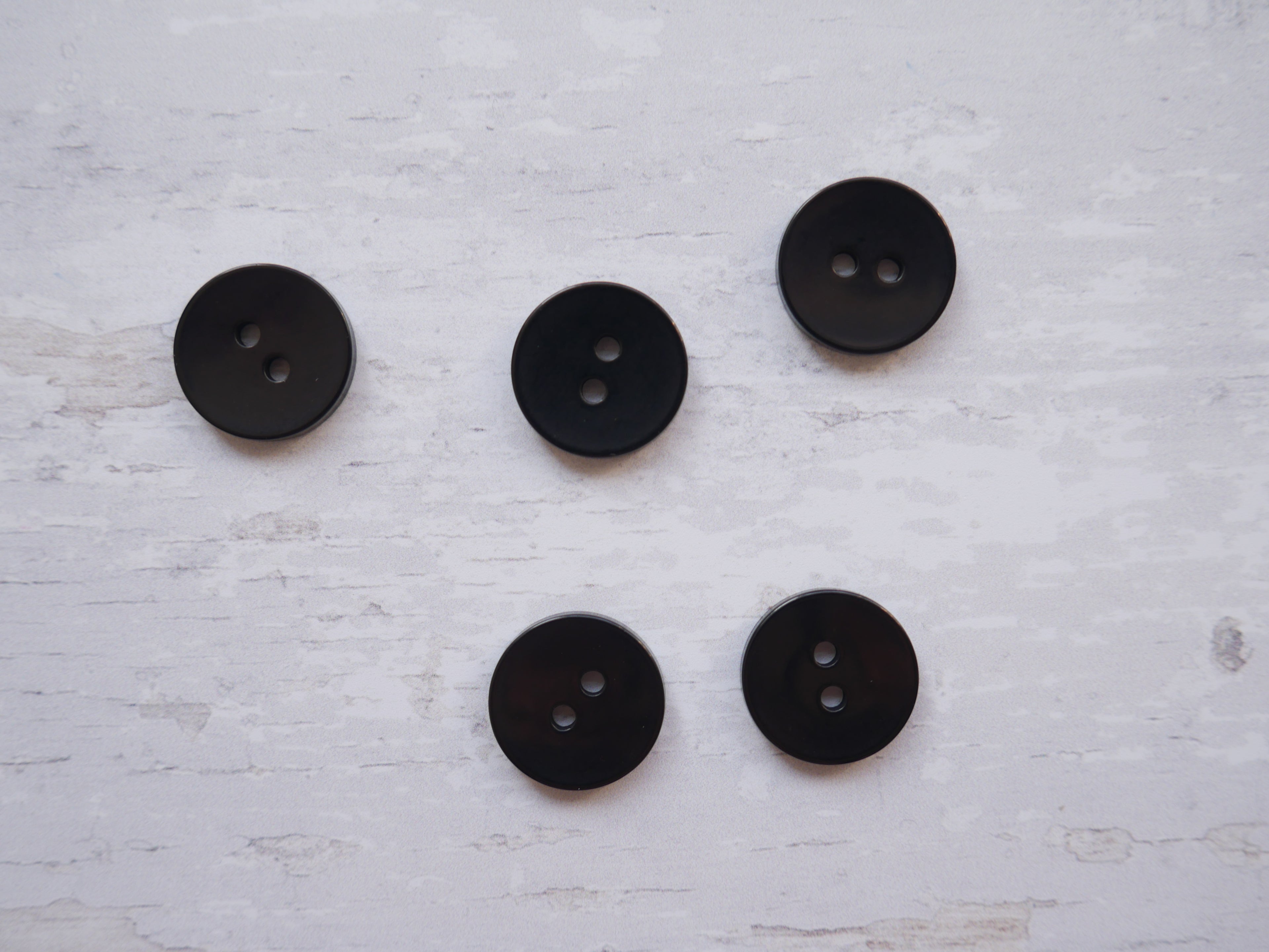 2-Hole 15mm Button in Black-Button-Flying Bobbins Haberdashery