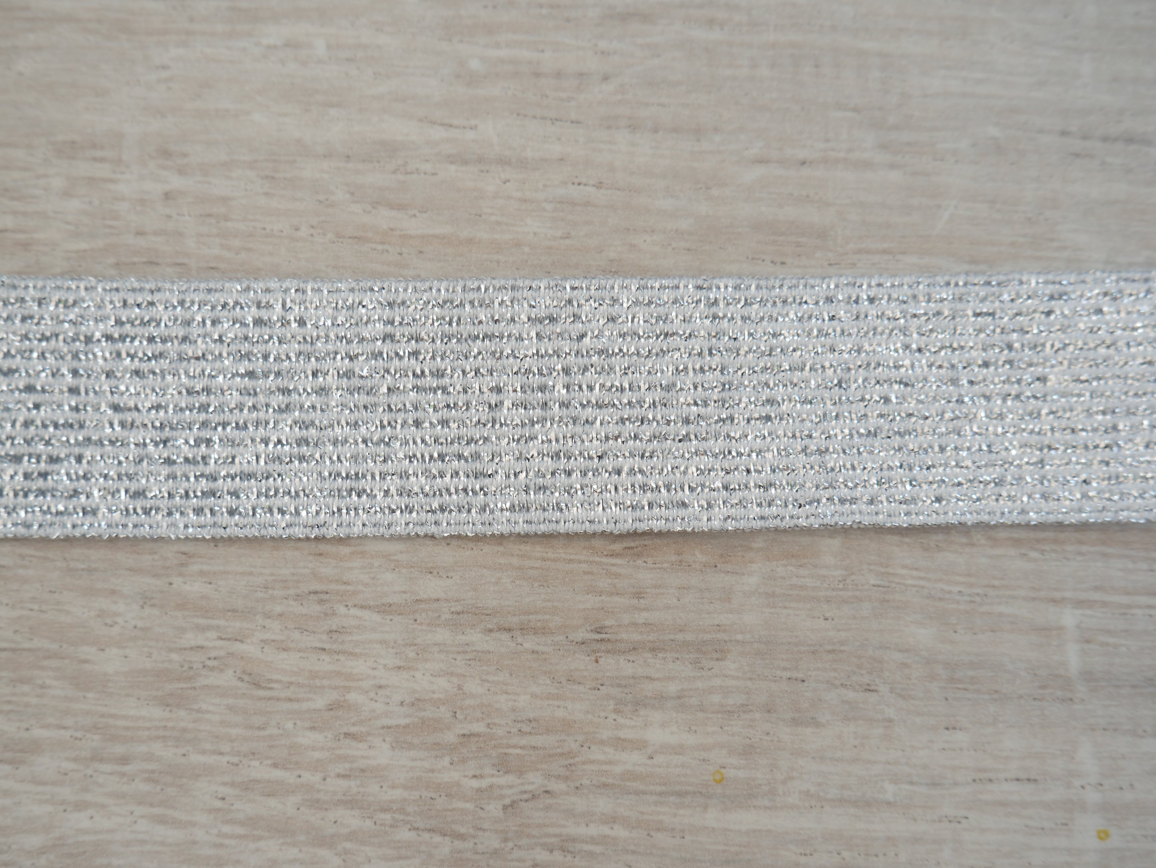 Metallic Silver Waistband Elastic, 25mm-Elastic-Flying Bobbins Haberdashery