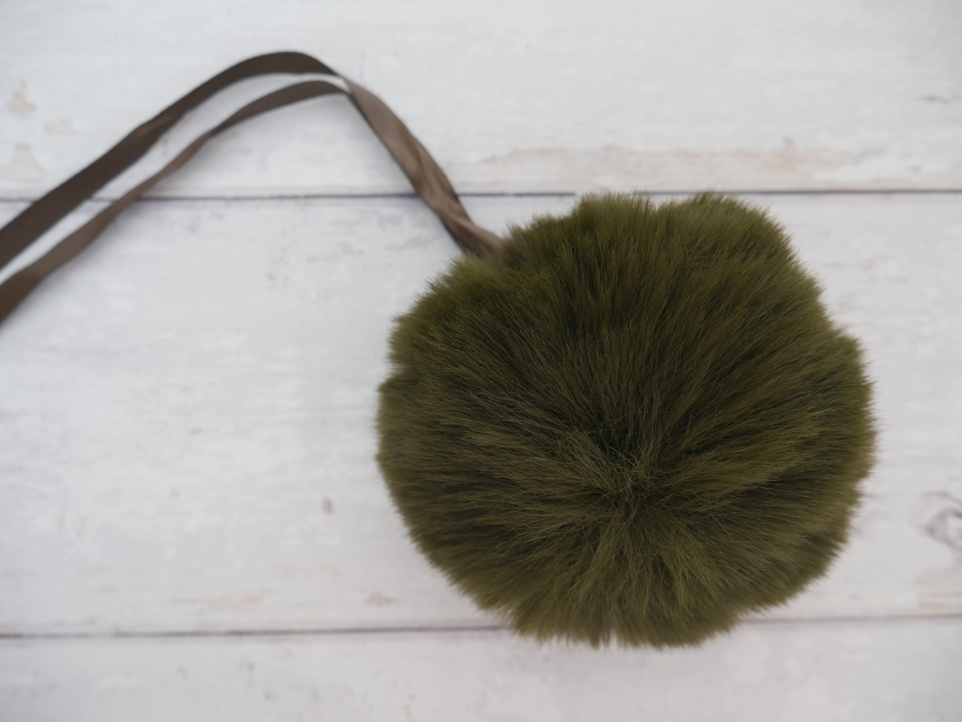 Fur Pom Pom, Khaki-Flying Bobbins Haberdashery
