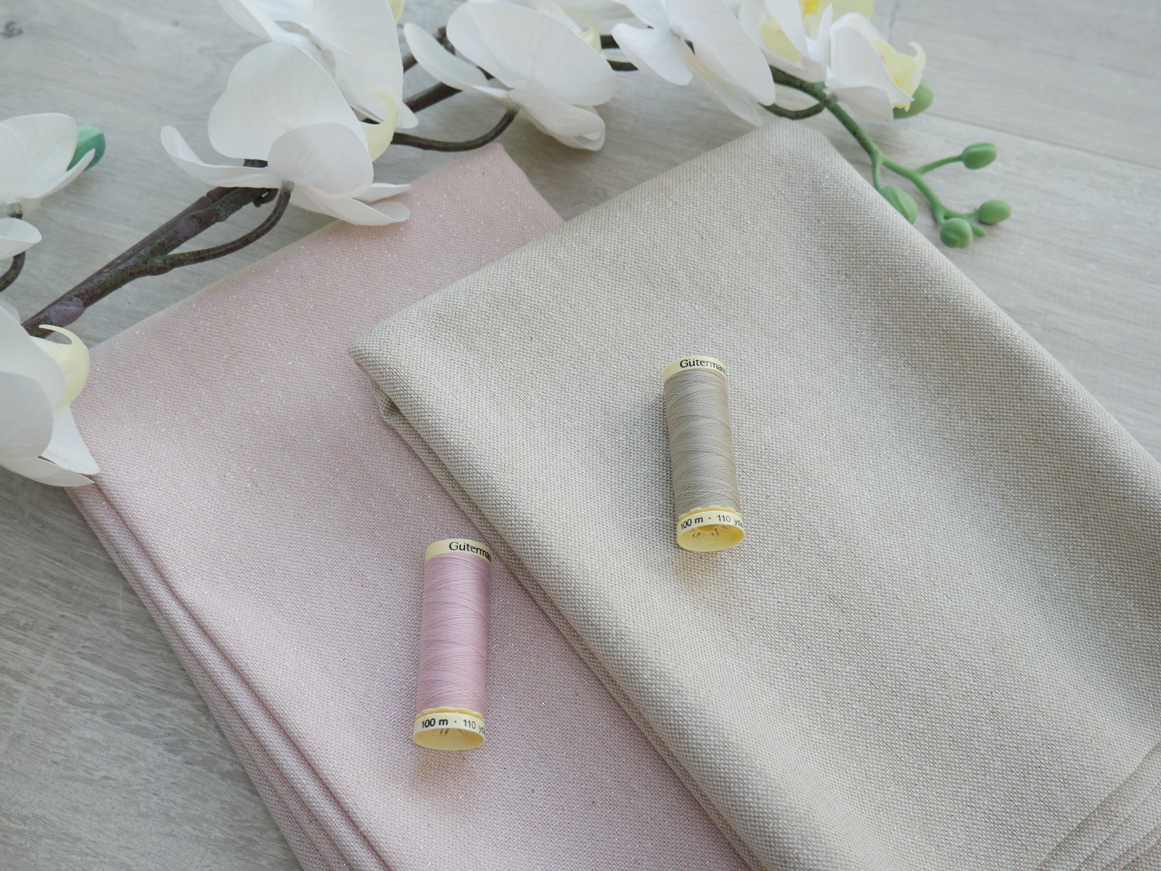 Linen-Look Half Panama with Sparkle - Natural £10.50 p/m-Fabric-Flying Bobbins Haberdashery