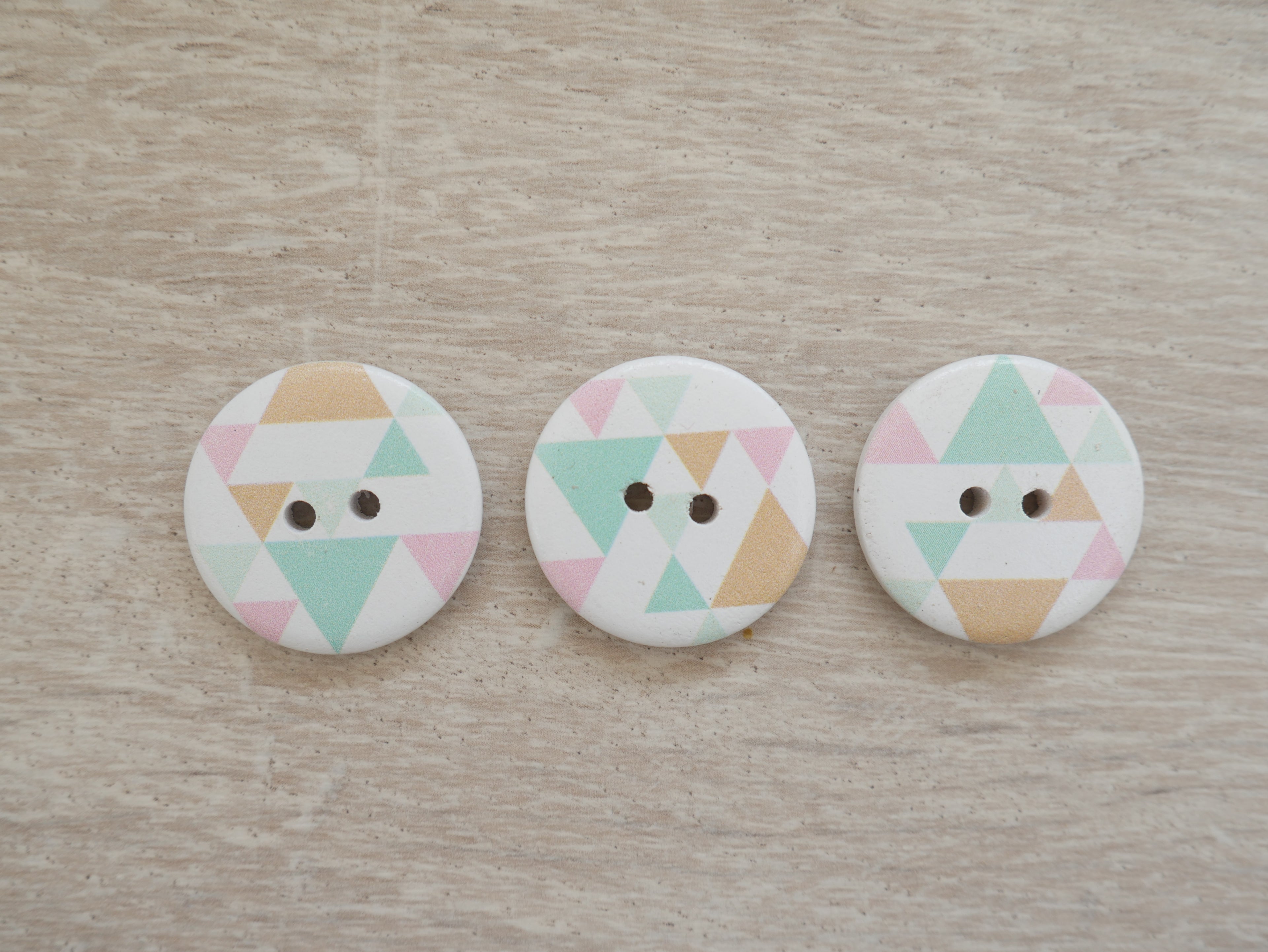 2-Hole Painted Wooden Button - Geometric-Button-Flying Bobbins Haberdashery