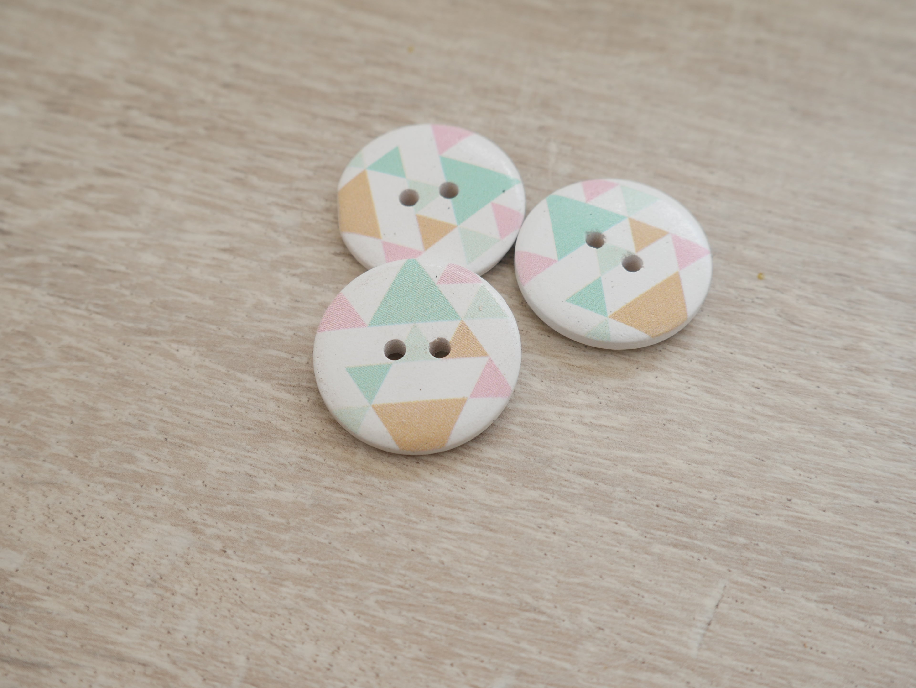 2-Hole Painted Wooden Button - Geometric-Button-Flying Bobbins Haberdashery
