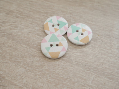 2-Hole Painted Button - Geometric-Buttons-Flying Bobbins Haberdashery