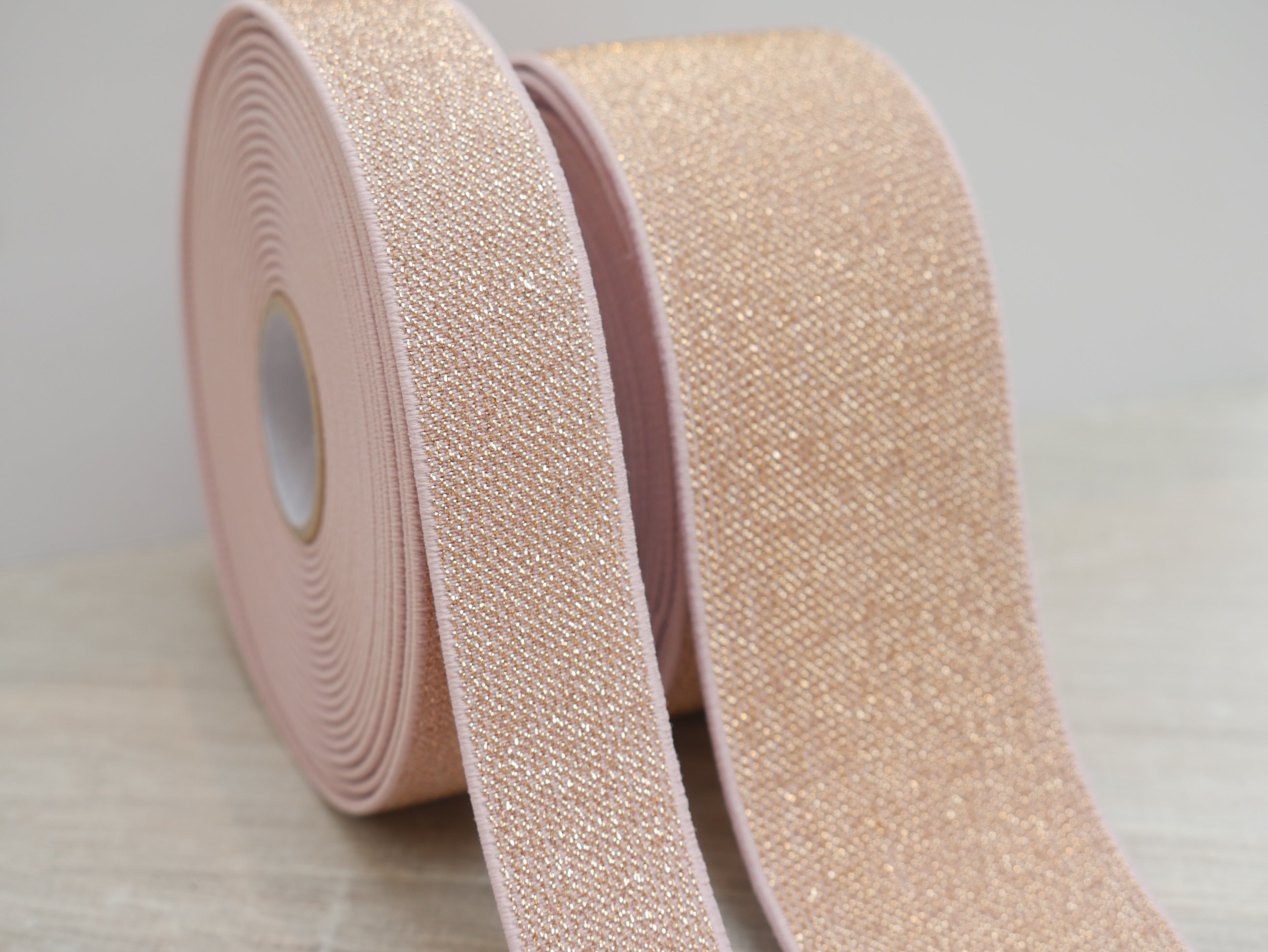 Rose Gold Waistband Elastic, 25mm-Elastic-Flying Bobbins Haberdashery