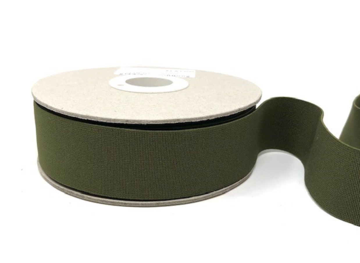 Soft Waistband Elastic, 40mm, Olive Green-Elastic-Flying Bobbins Haberdashery