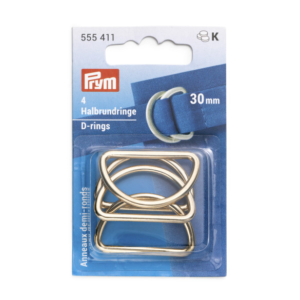 Prym 30mm D-Ring, Pack of 4, Gold-Trim-Flying Bobbins Haberdashery