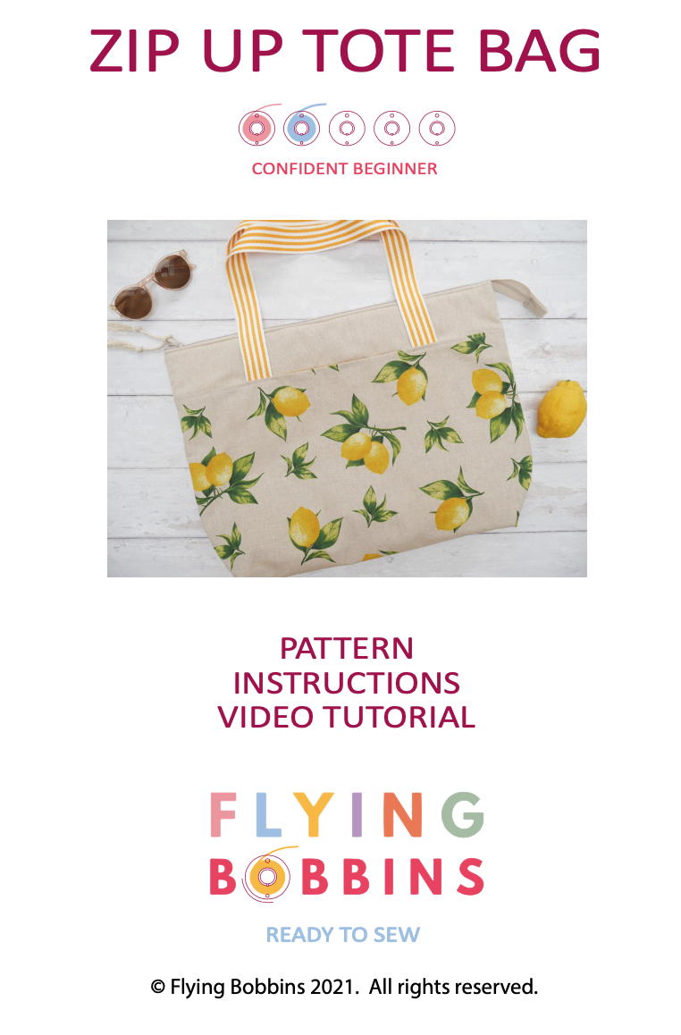Flying Bobbins Zip Tote Bag Pattern & Tutorial-Sewing Pattern-Flying Bobbins Haberdashery