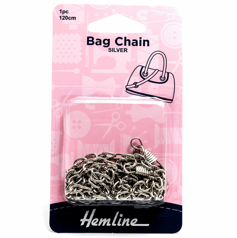 Hemline Bag Chain, 120cm, Silver-Bag Chain-Flying Bobbins Haberdashery